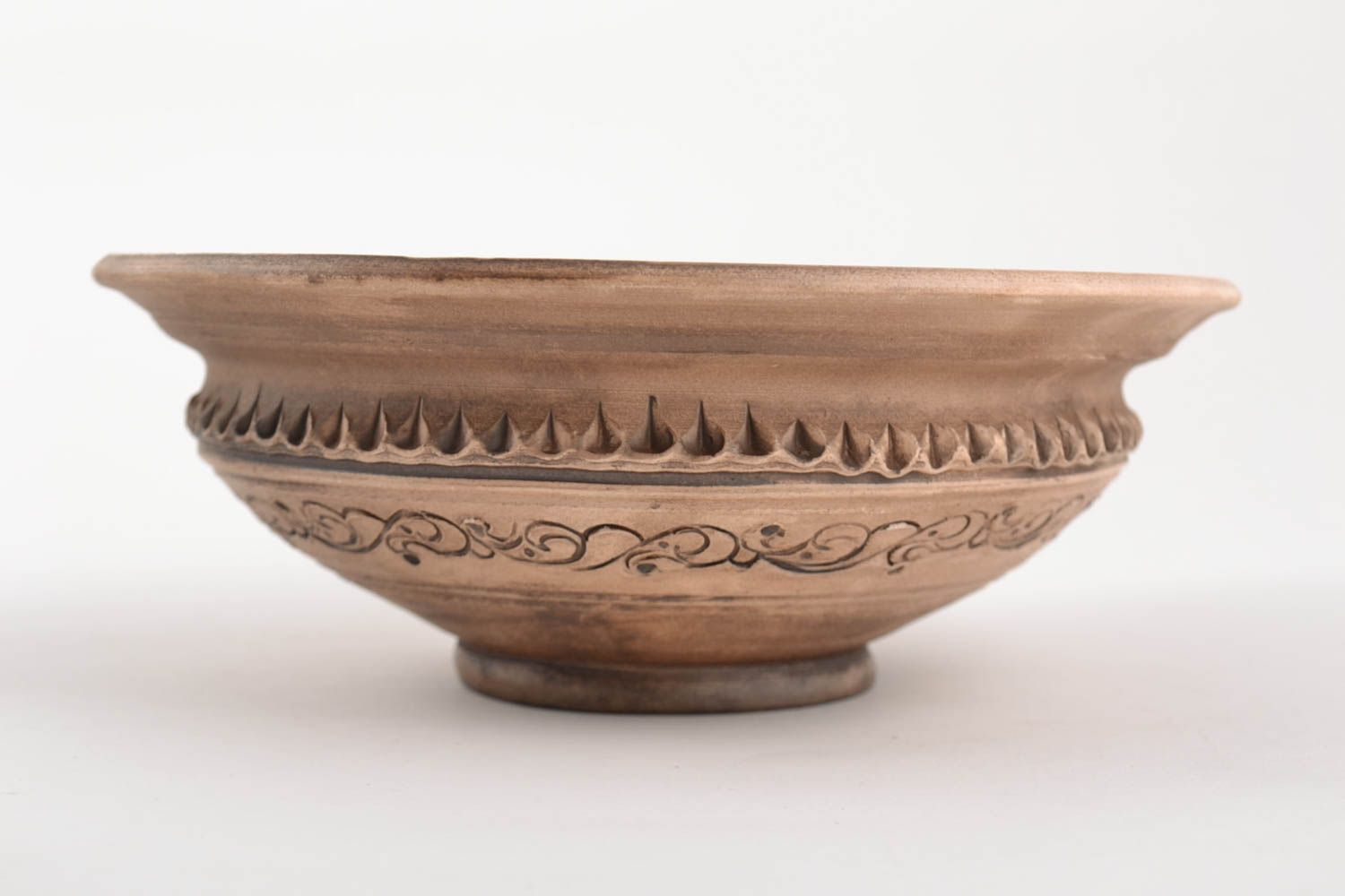 Small ethnic ceramic bowl for salads handmade for 0.5 l decorative kitchenware photo 3