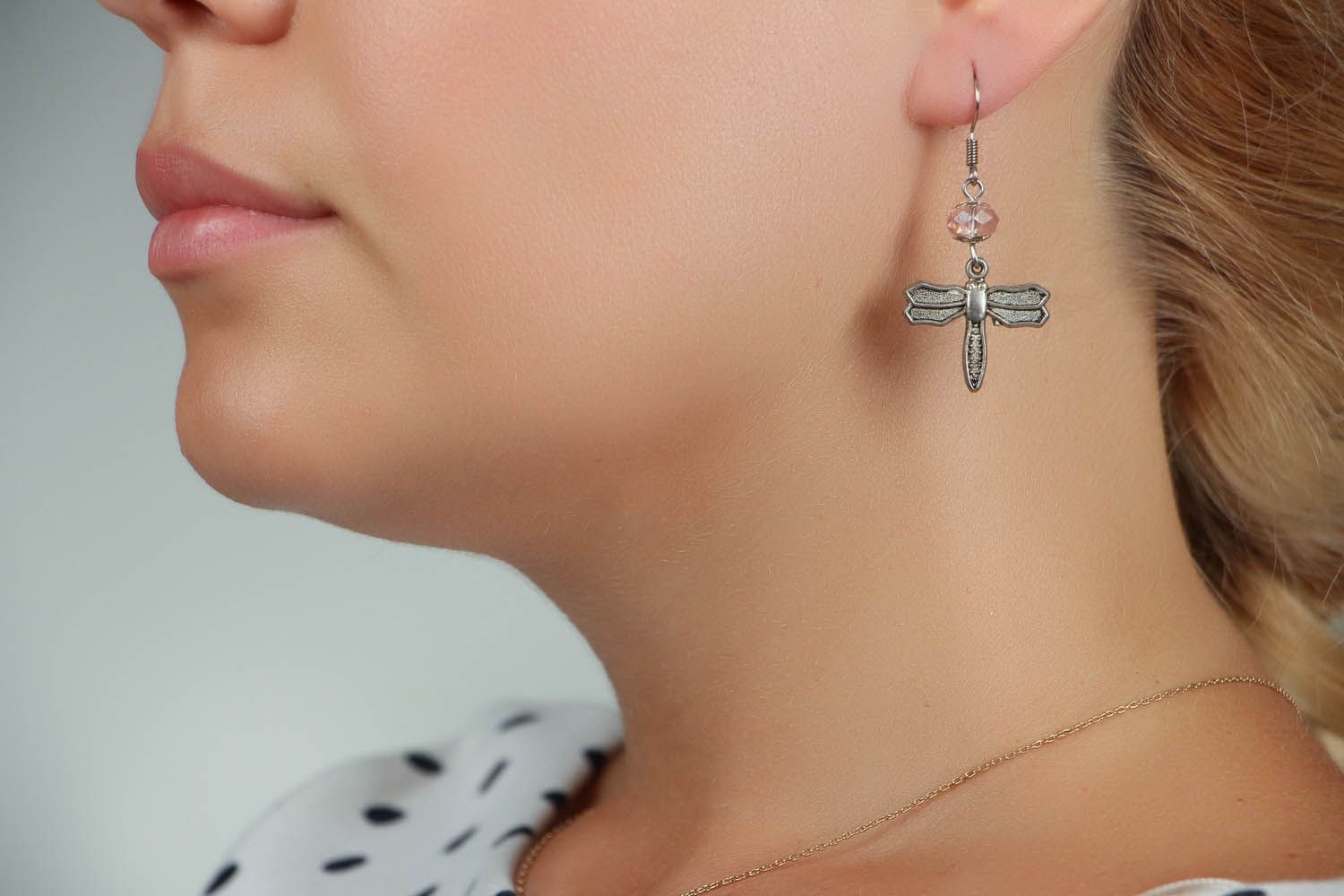 Metal earrings Dragonfly photo 5