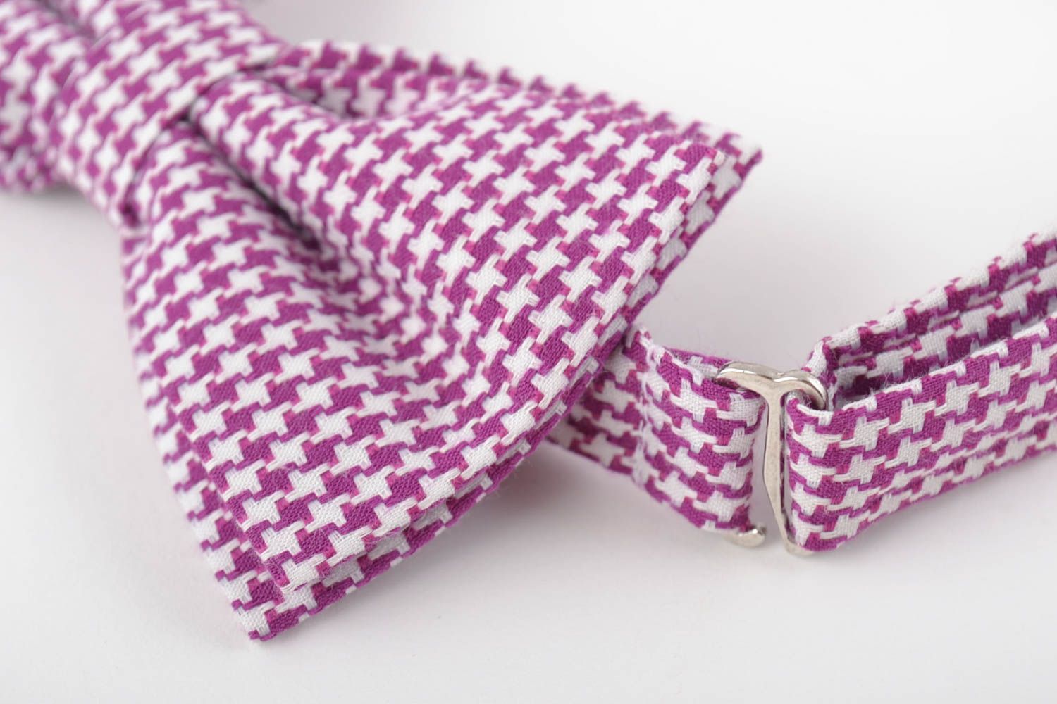 Unusual beautiful stylish handmade designer motley fabric bow tie photo 3
