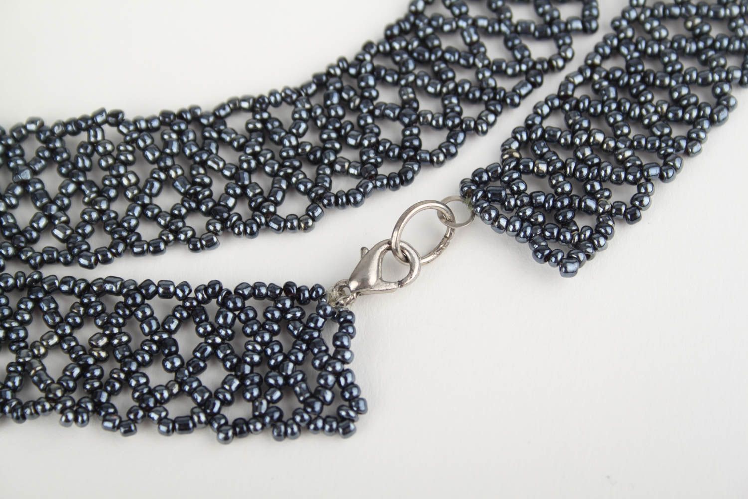 Breite Collier Halskette in Grau handgemachter Schmuck Modeschmuck Collier foto 4