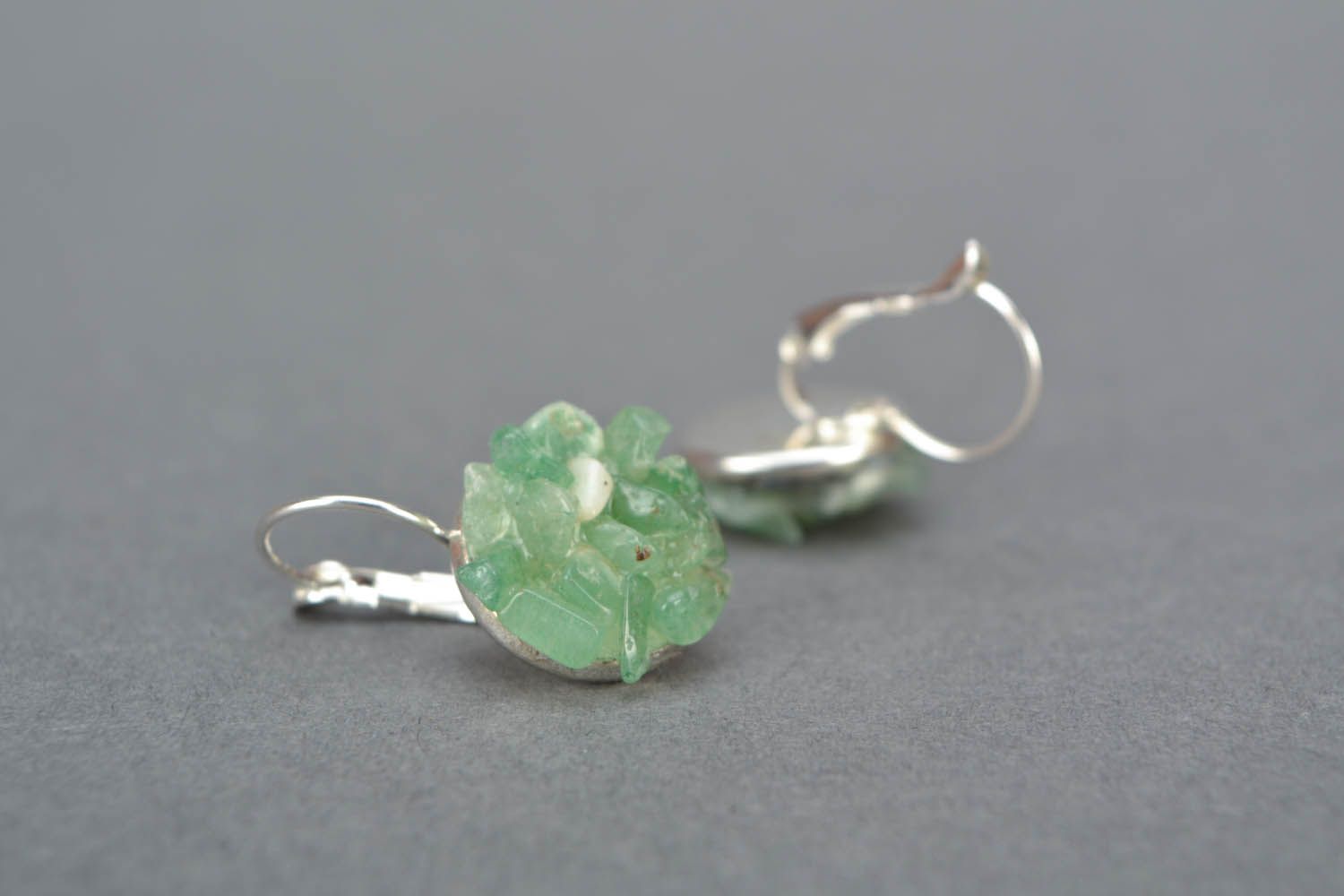 Bracelet and earrings with jade photo 4