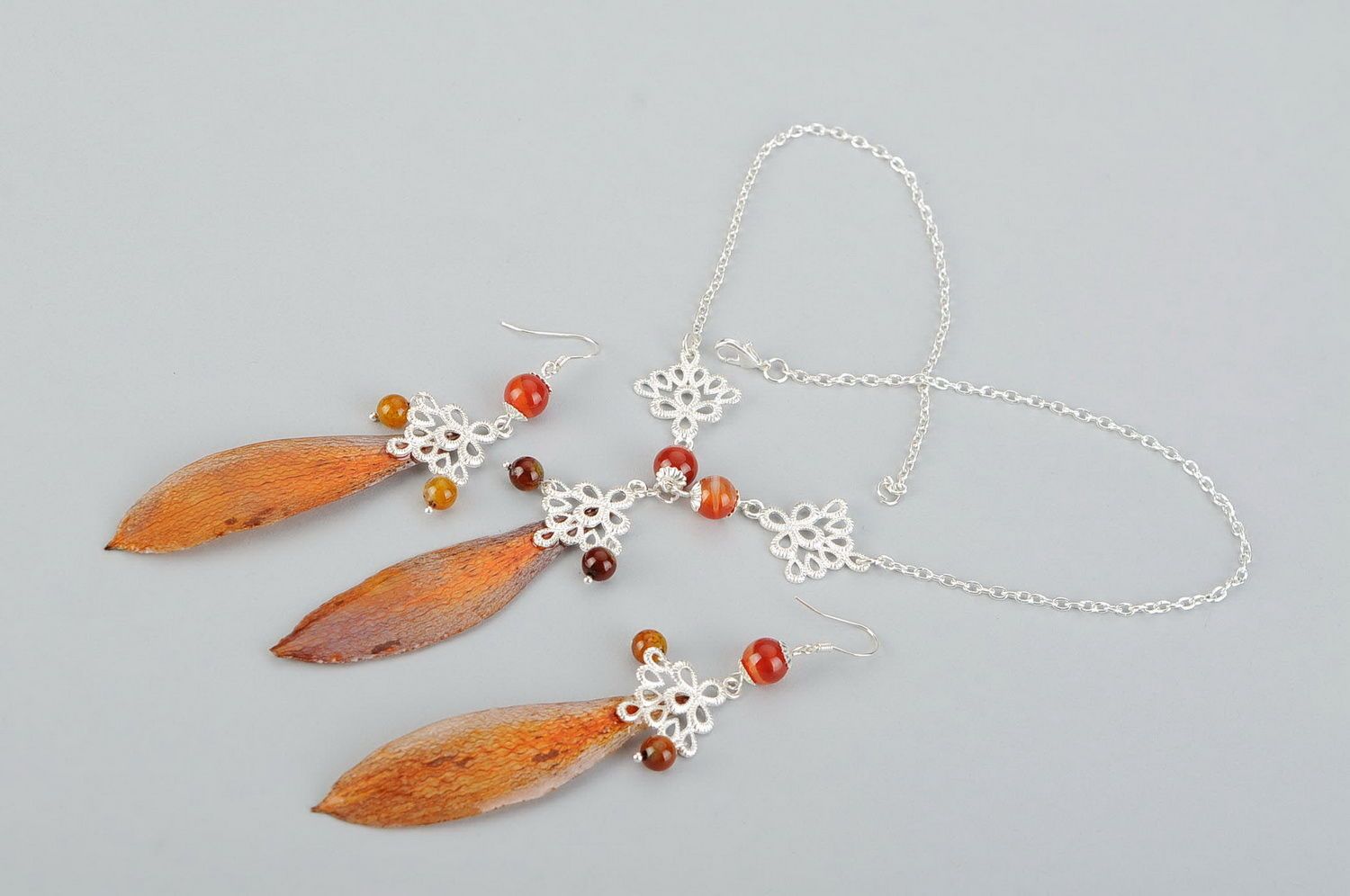 Jewelry set earrings and necklace photo 3