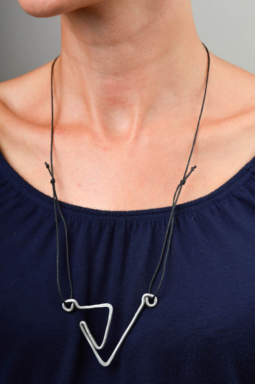 Handmade unusual metal pendant stylish neck accessory female stylish pendant photo 1