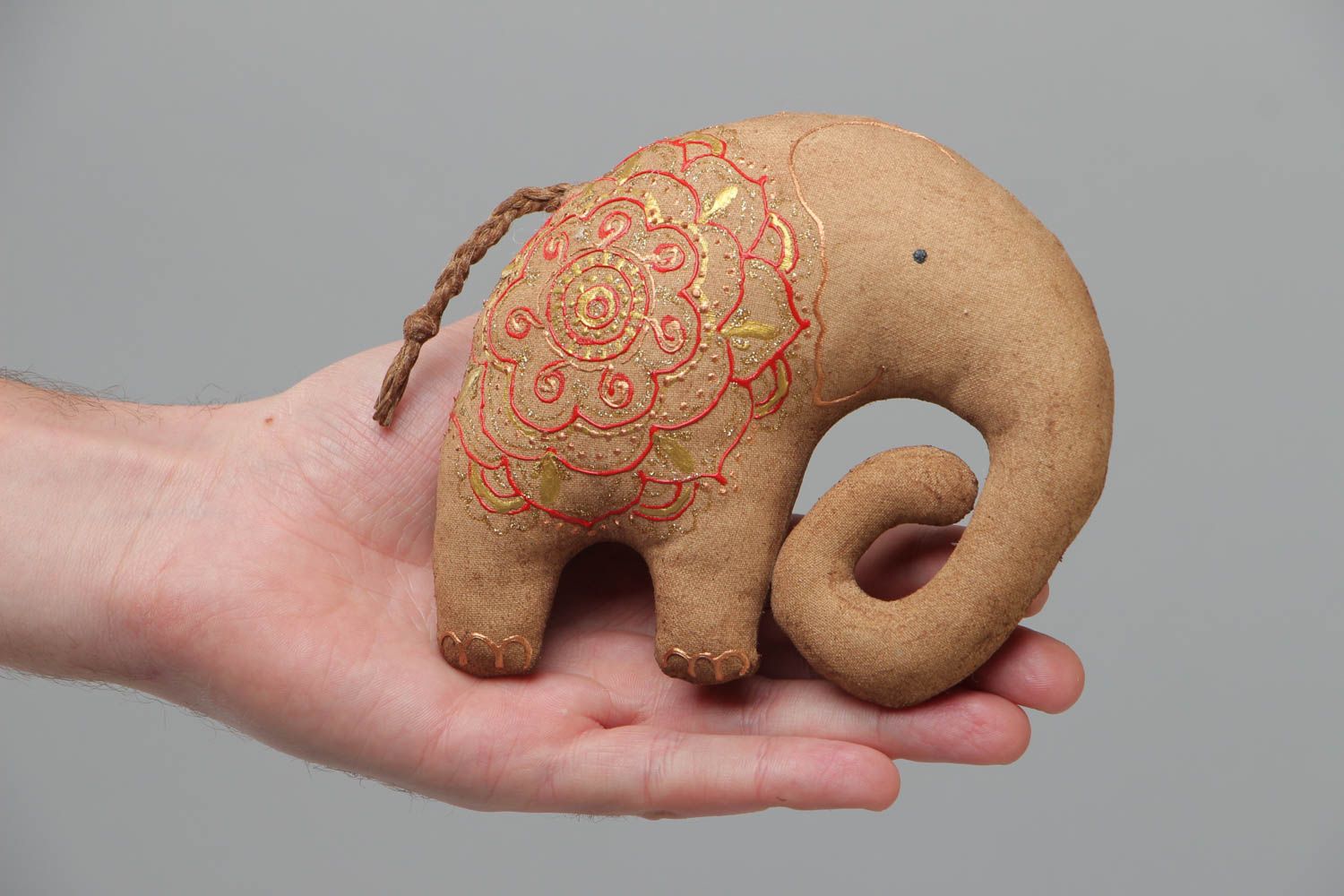 Aimant pour frigo en tissu de coton beige aromatisé décoratif fait main Éléphant photo 5