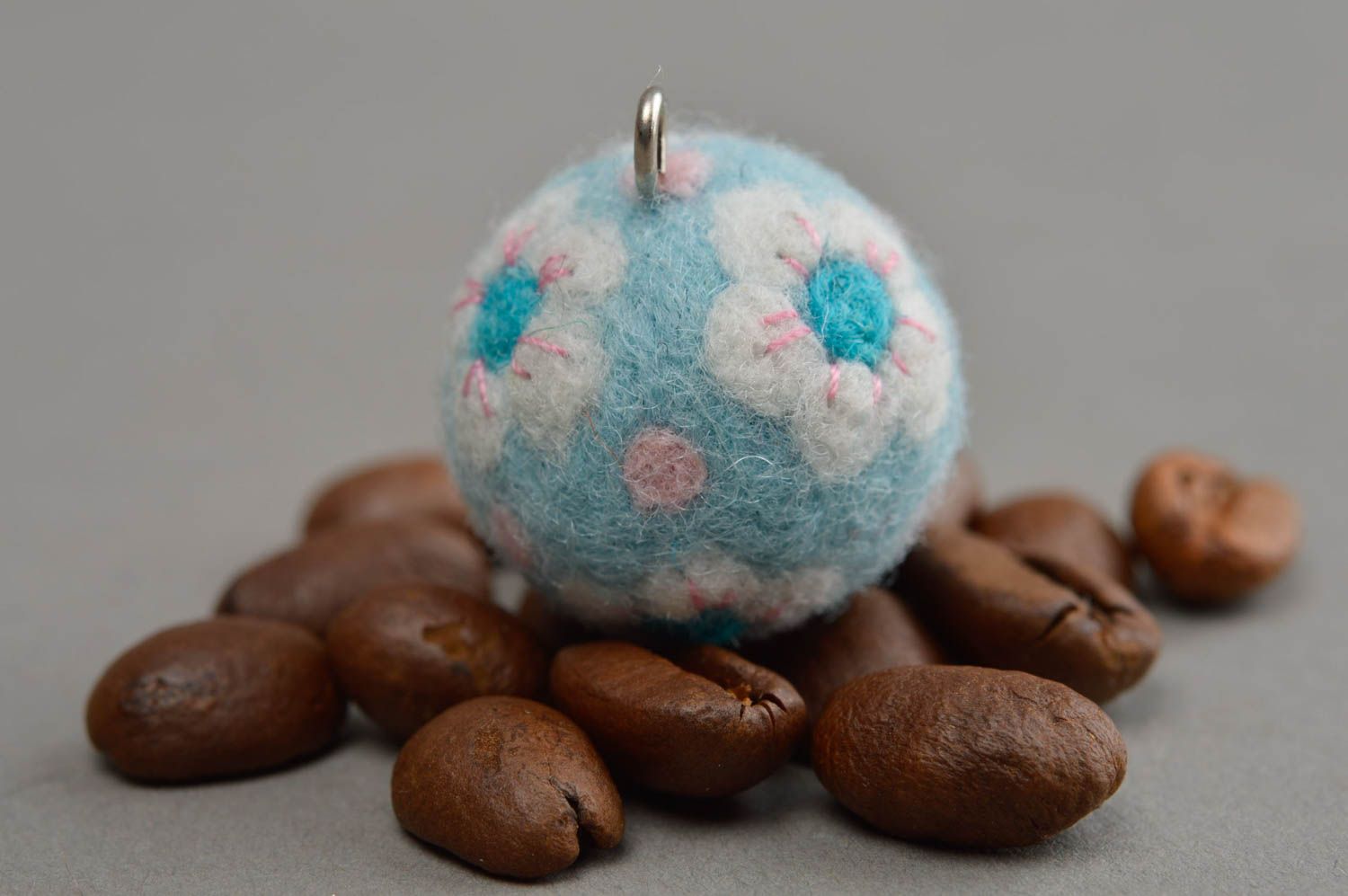 Beautiful homemade felted wool ball necklace craft supplies diy jewelry making photo 1