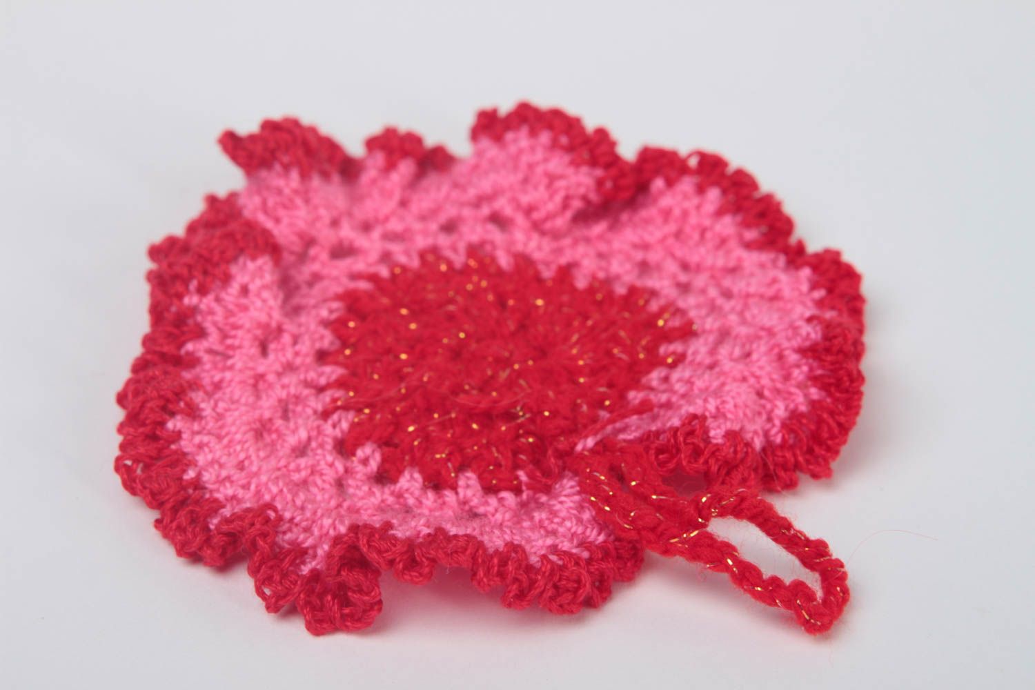 Red textile for home handmade crocheted pot holder designer kitchen supplies photo 4