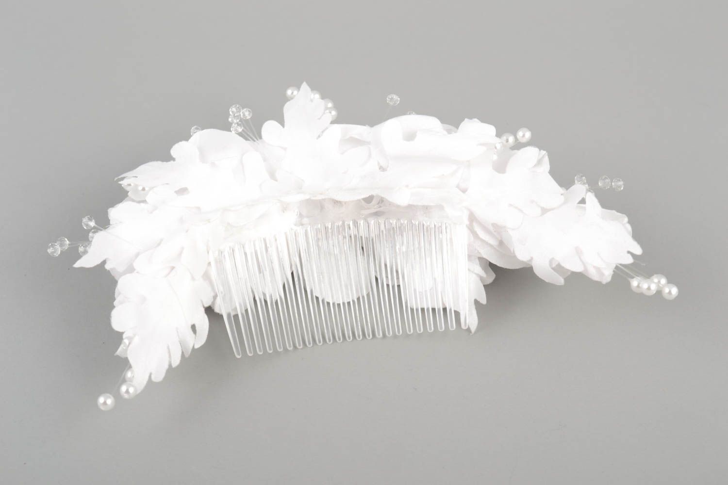 Handmade Haarschmuck Kamm Haarschmuck Blüten Hochzeits Accessoire weiß foto 3