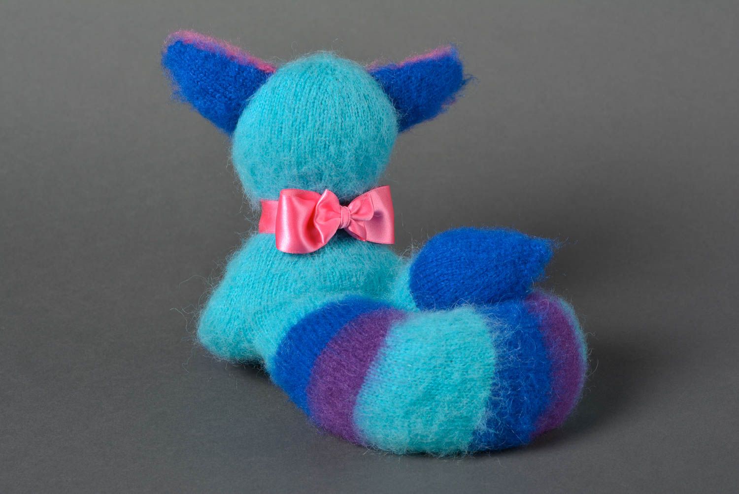 Kuscheltier Katze blau handgemachtes Stoff Spielzeug Geschenke für Kinder foto 3