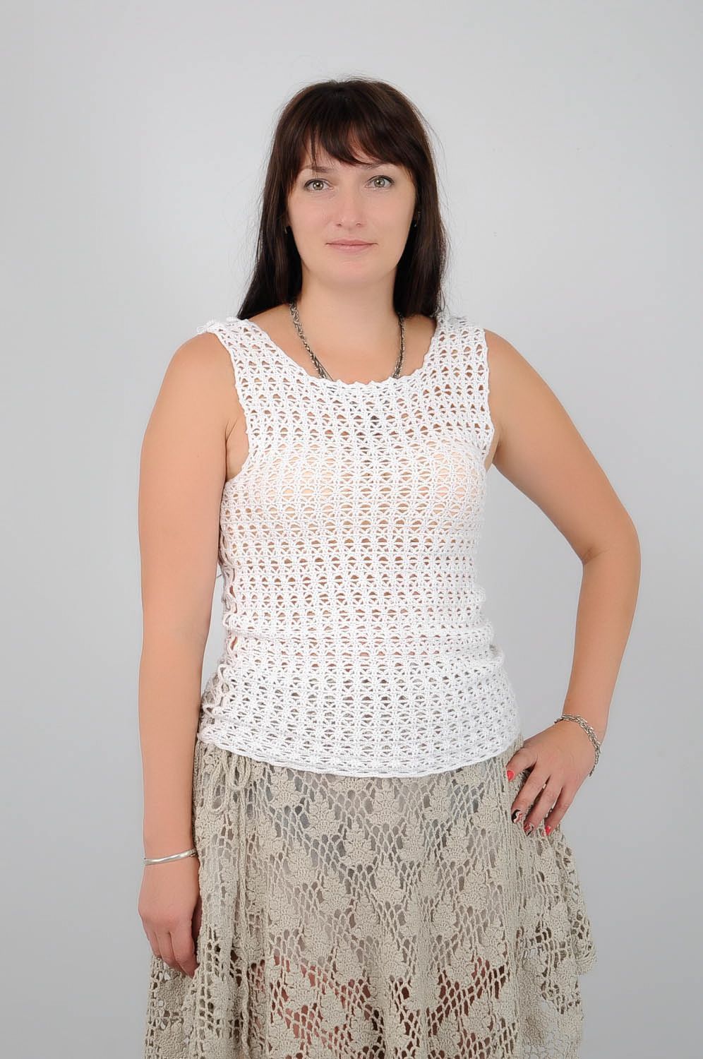 White Crochet T-Shirt  photo 1
