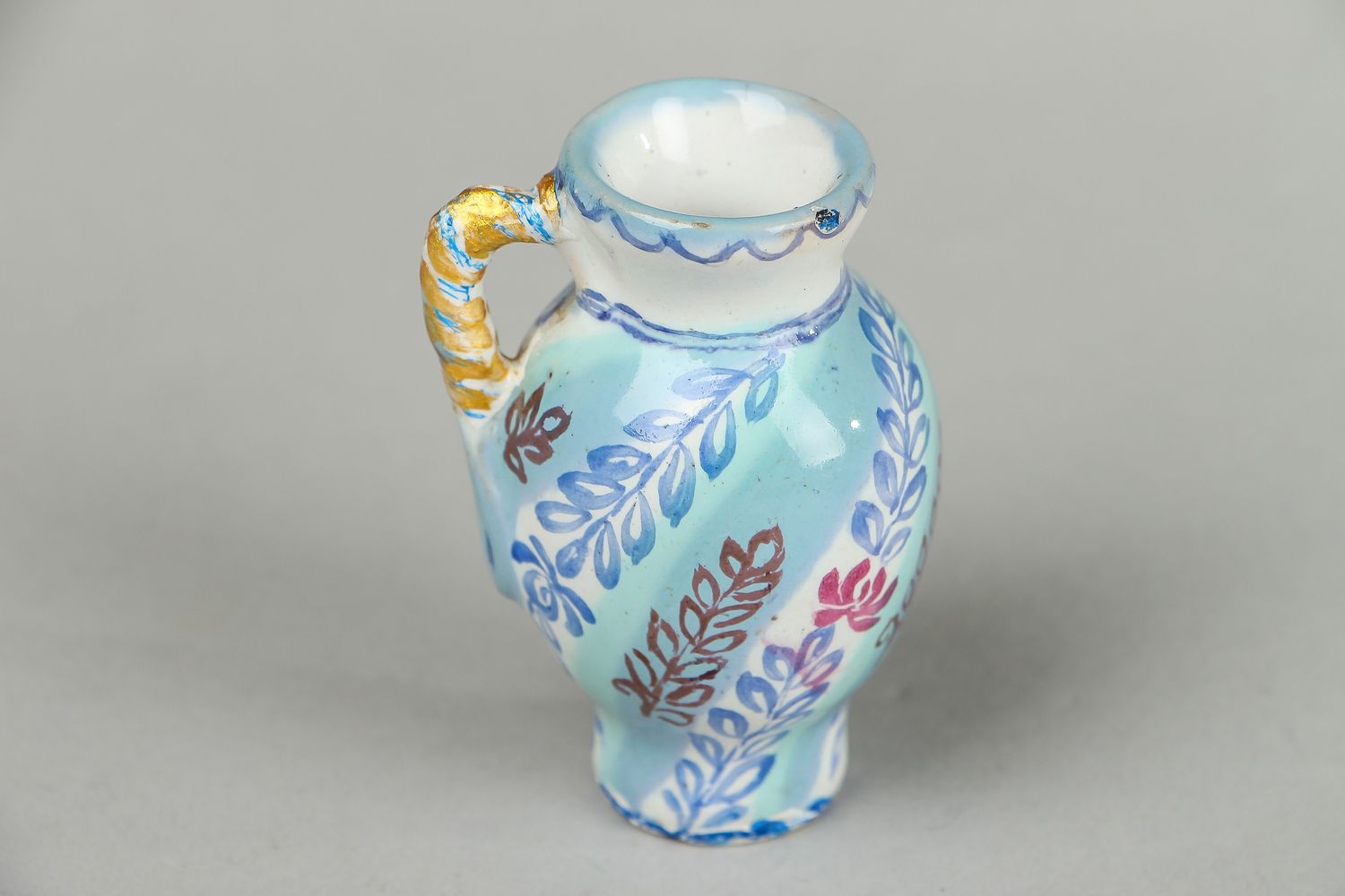 Petit vase en céramique bleu fait main photo 2