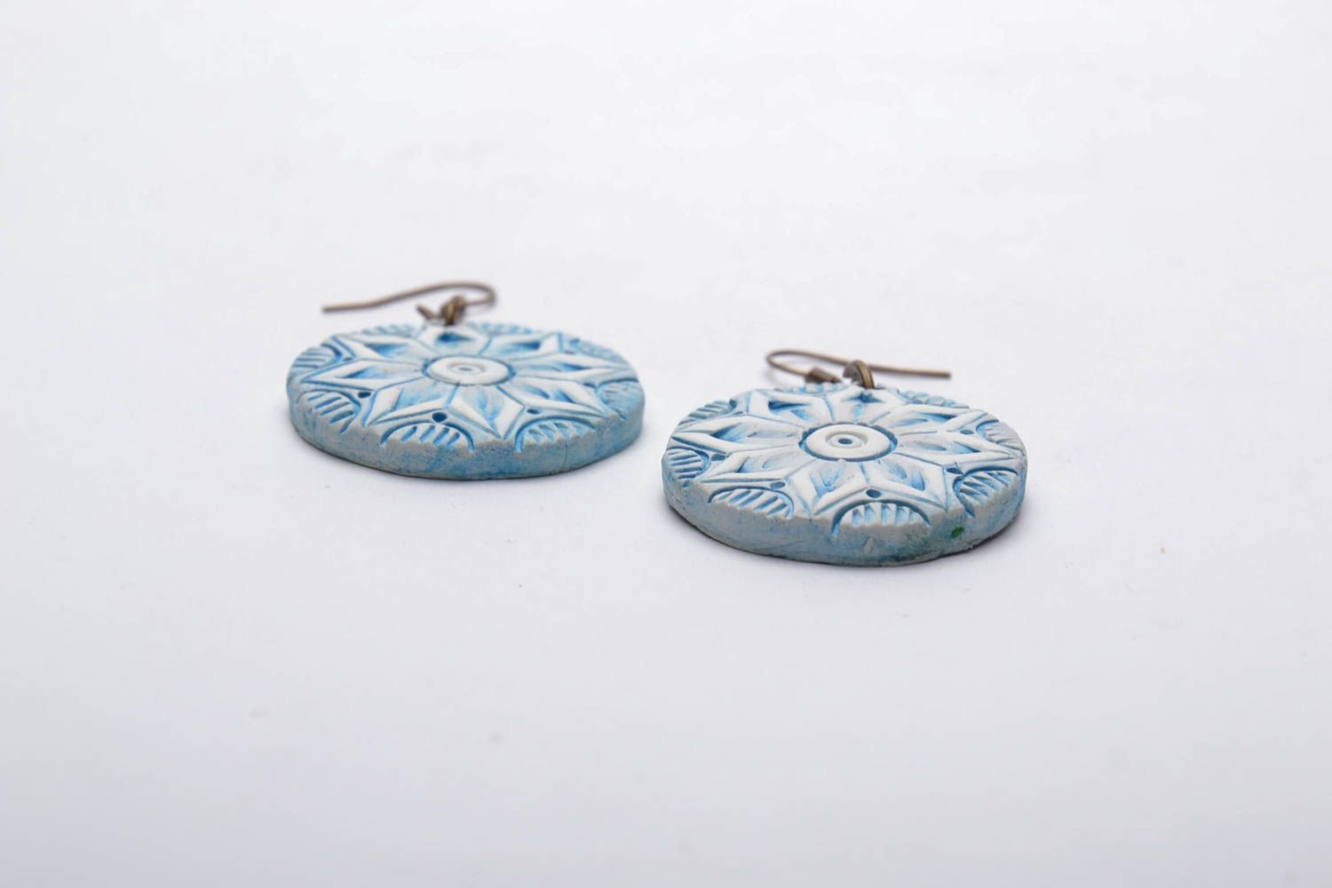Ceramic earrings in ethnic style photo 4