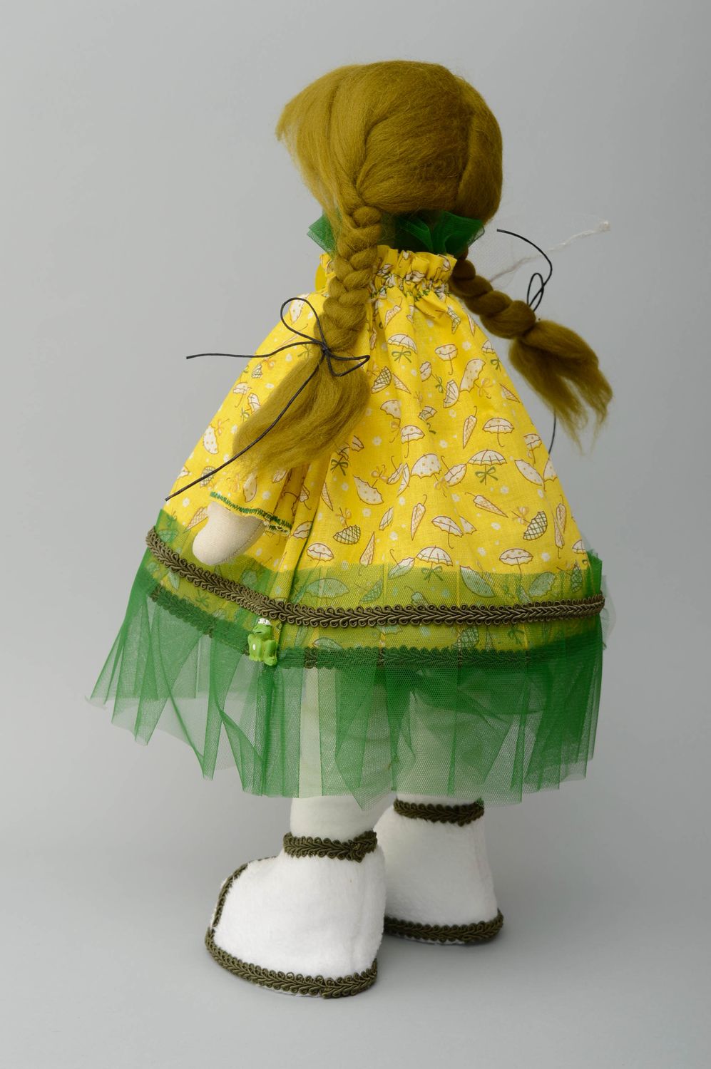 Handmade designer fabric doll Girl with Butterfly Net photo 4
