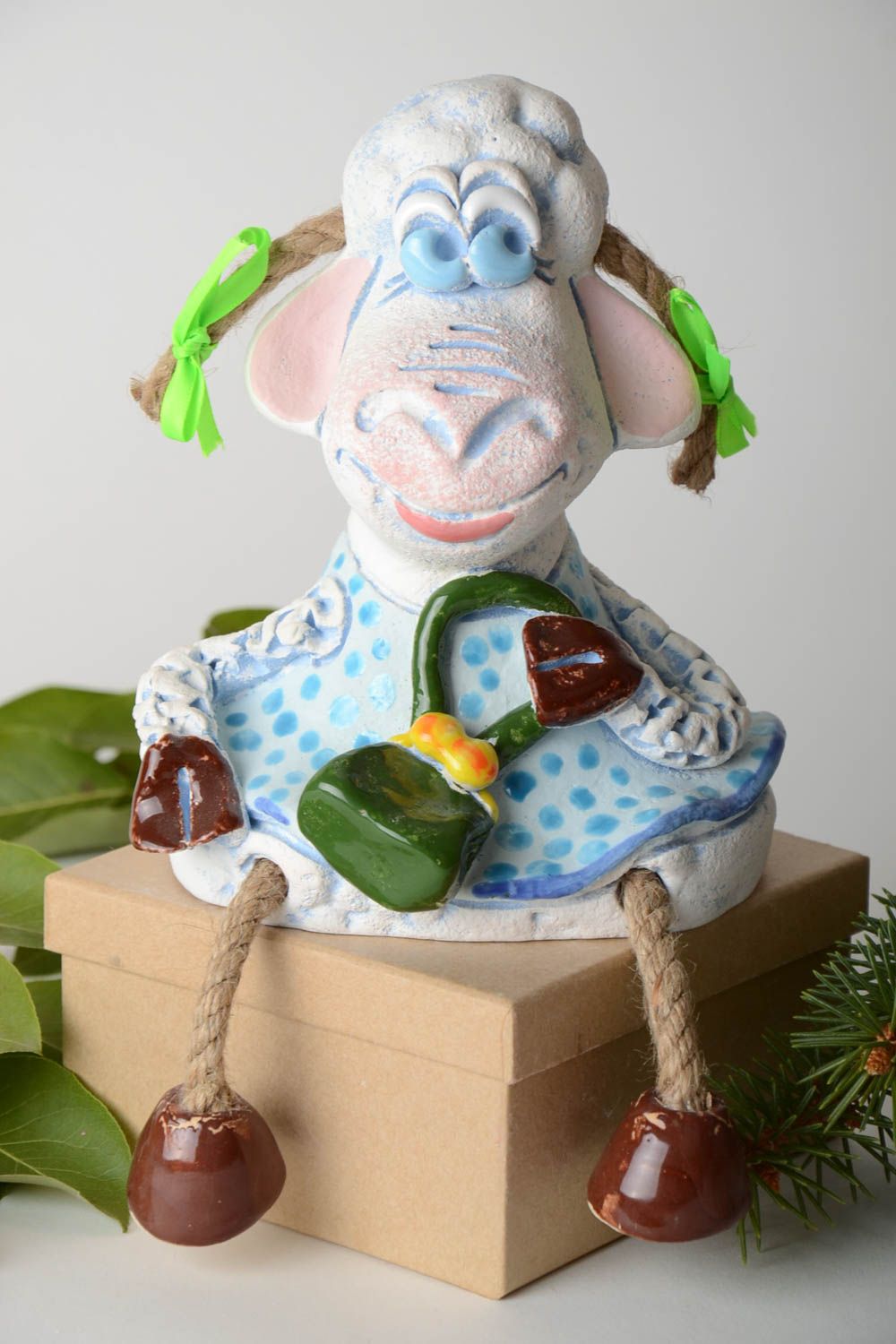 Handgemachte Keramik lustige Sparbüchse Spardose Schaf Geschenkidee für Kinder foto 1