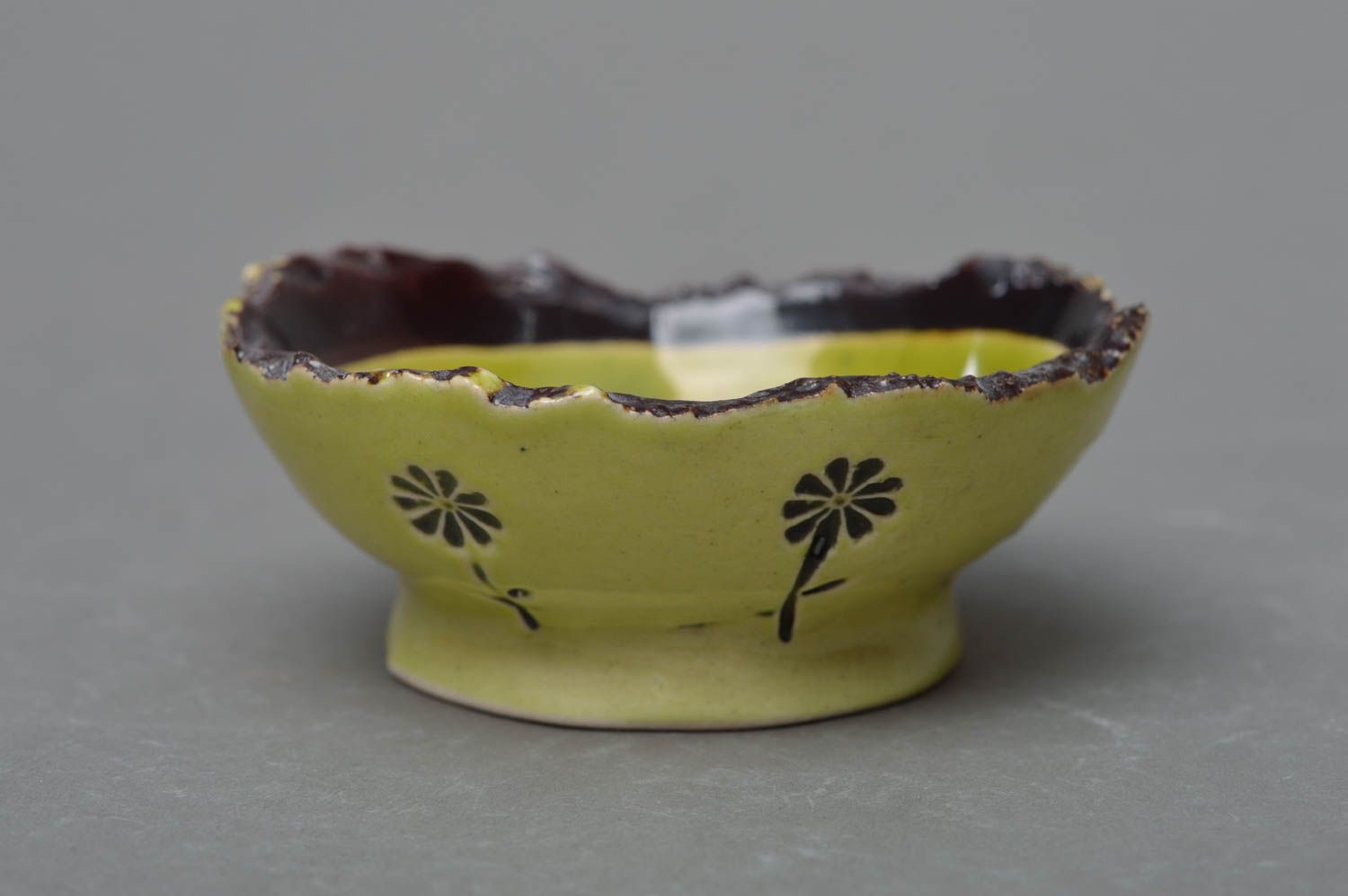 Small handmade colorful painted porcelain salad bowl photo 2