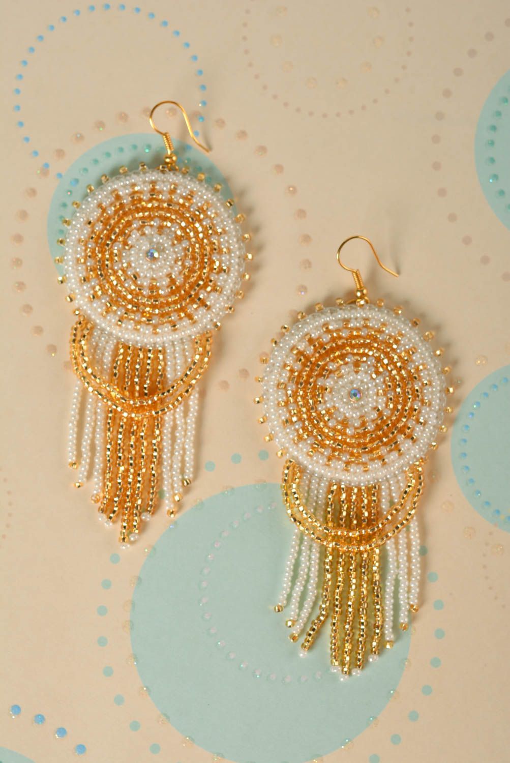 Handmade earrings designer earrings beaded earrings beads accessory unusual gift photo 1