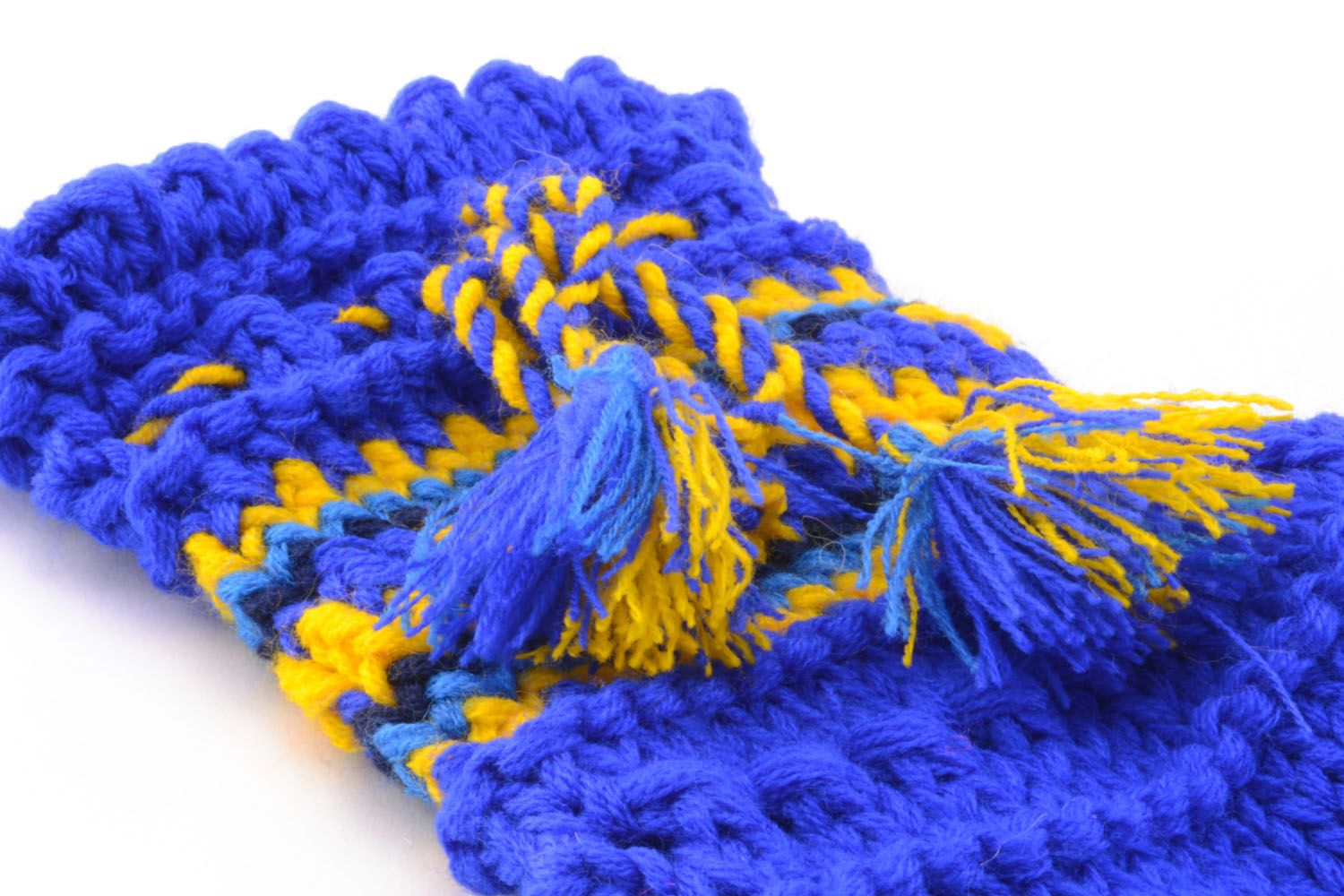 Chaussettes tricotées main bleues en laine naturelle photo 3