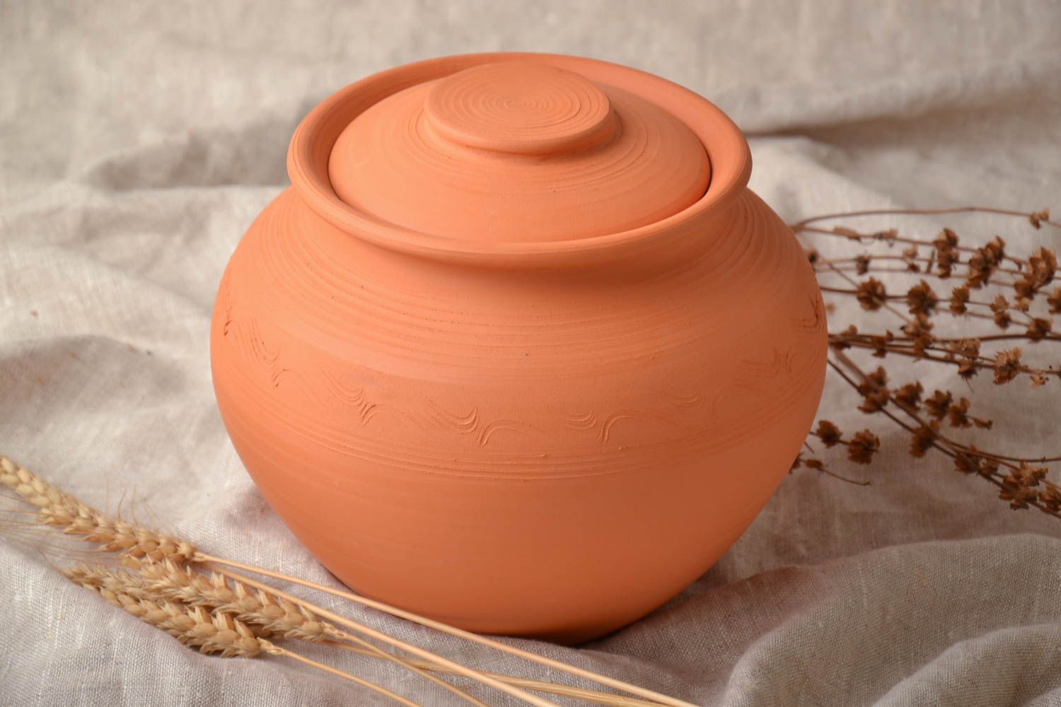 Pot de cuisine en argile fait main original soupière vaisselle 4 litres photo 1