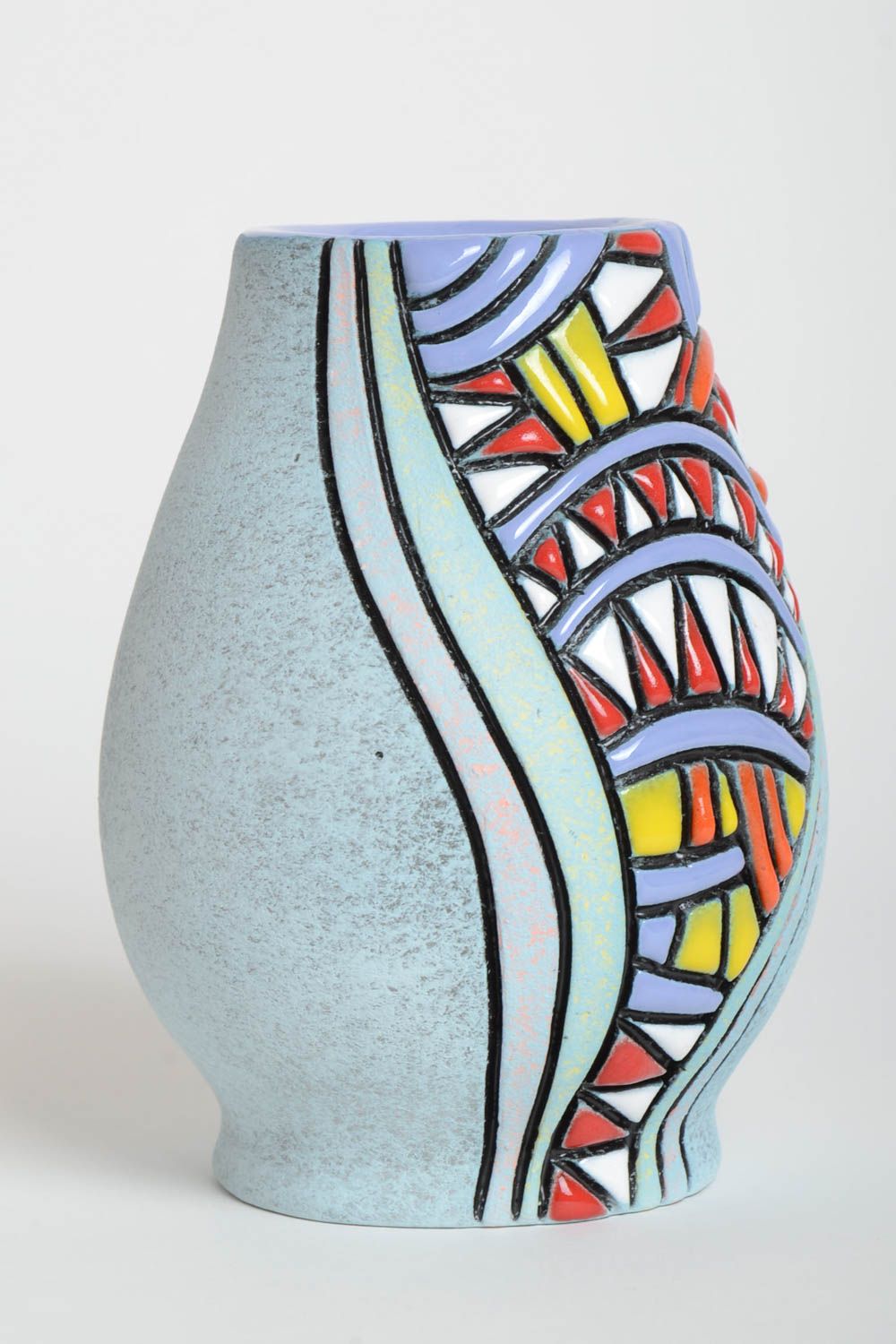 7 inches round ceramic handmade decorative vase 1,5 lb photo 2