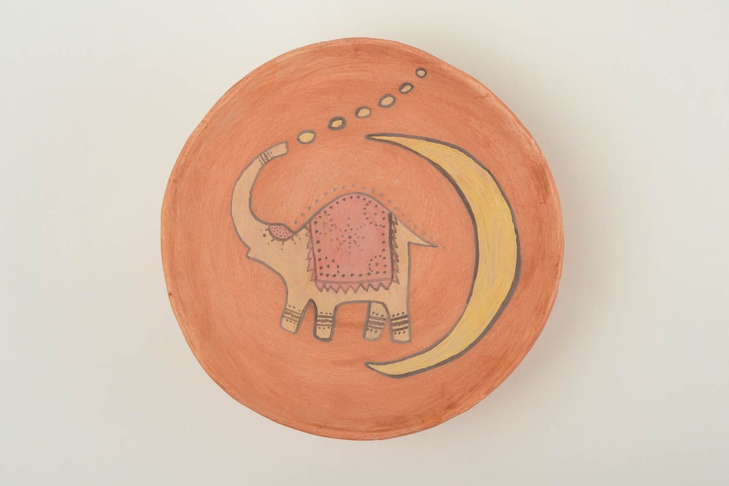 Керамическая тарелка ручной работы глиняная посуда расписная тарелка Месяц фото 3