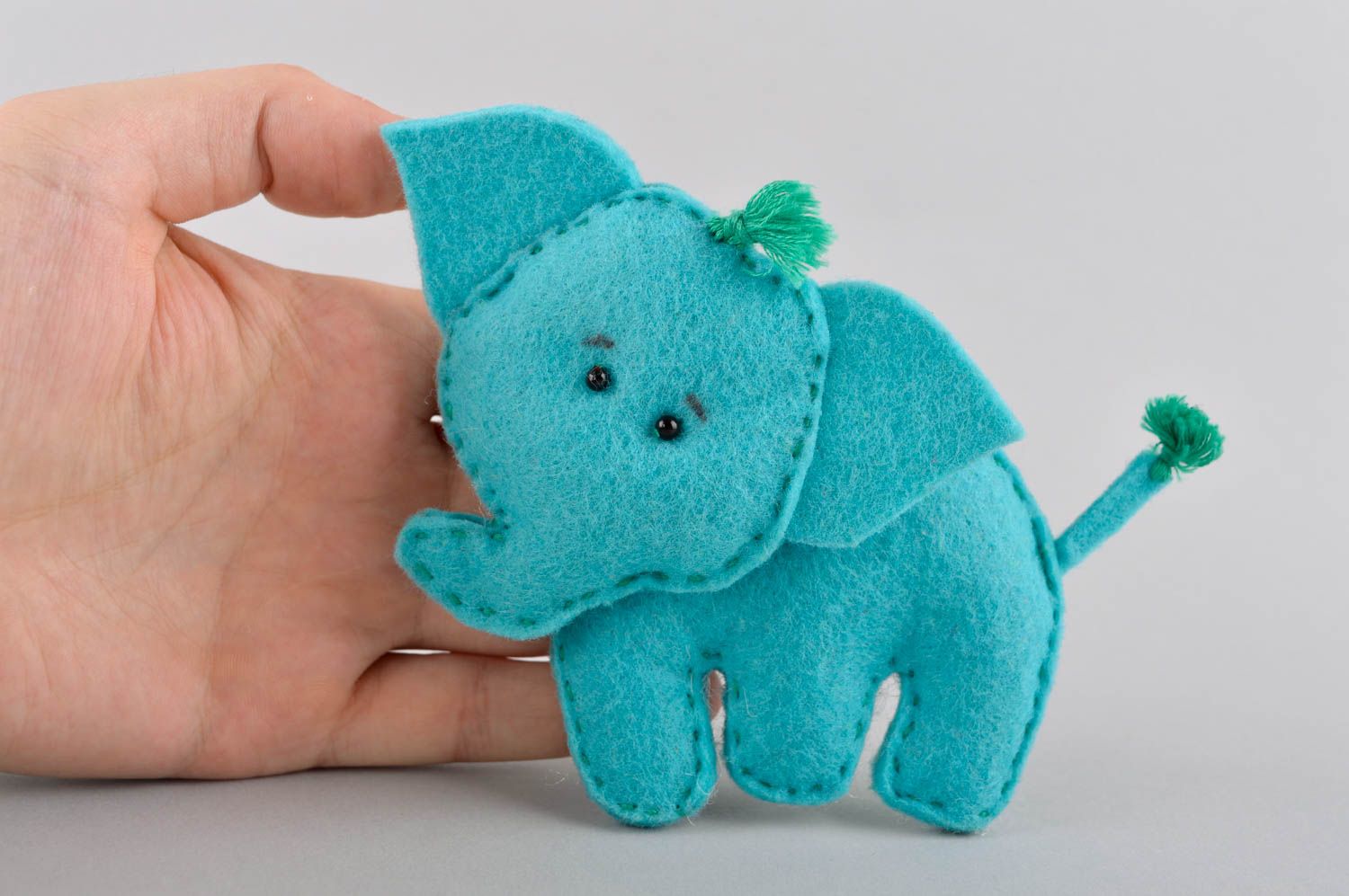 Handmade natürliches Spielzeug Kuschel Tier Spielzeug Elefant aus Filzwolle foto 5