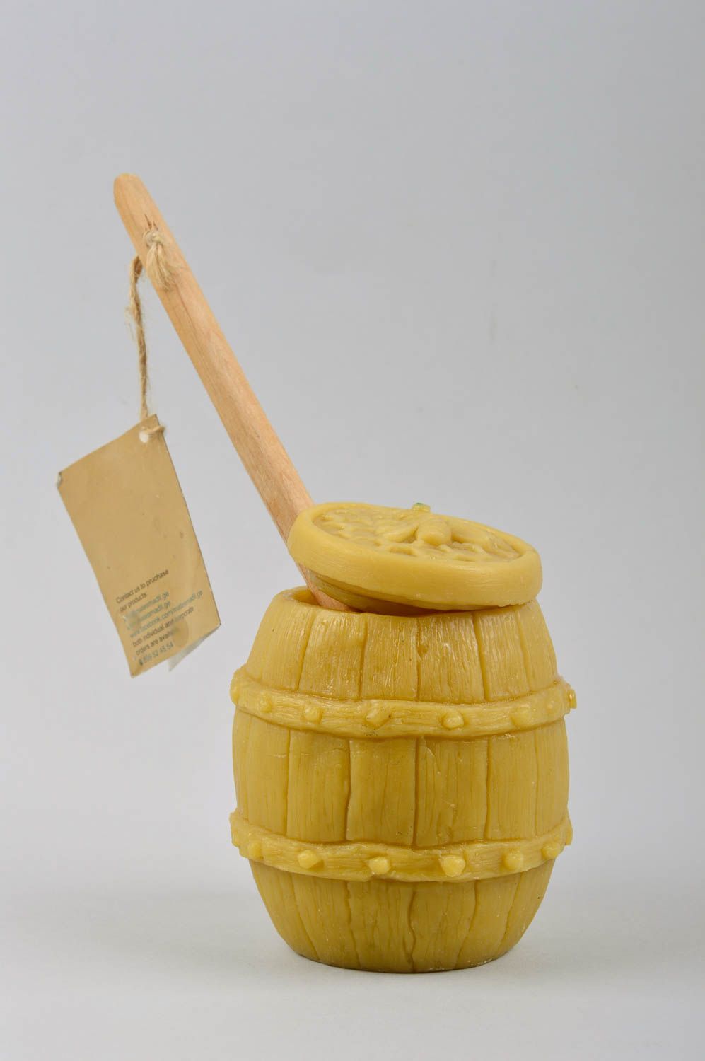 Handmade barrel for honey bowl for honey handmade tableware made of wax photo 1