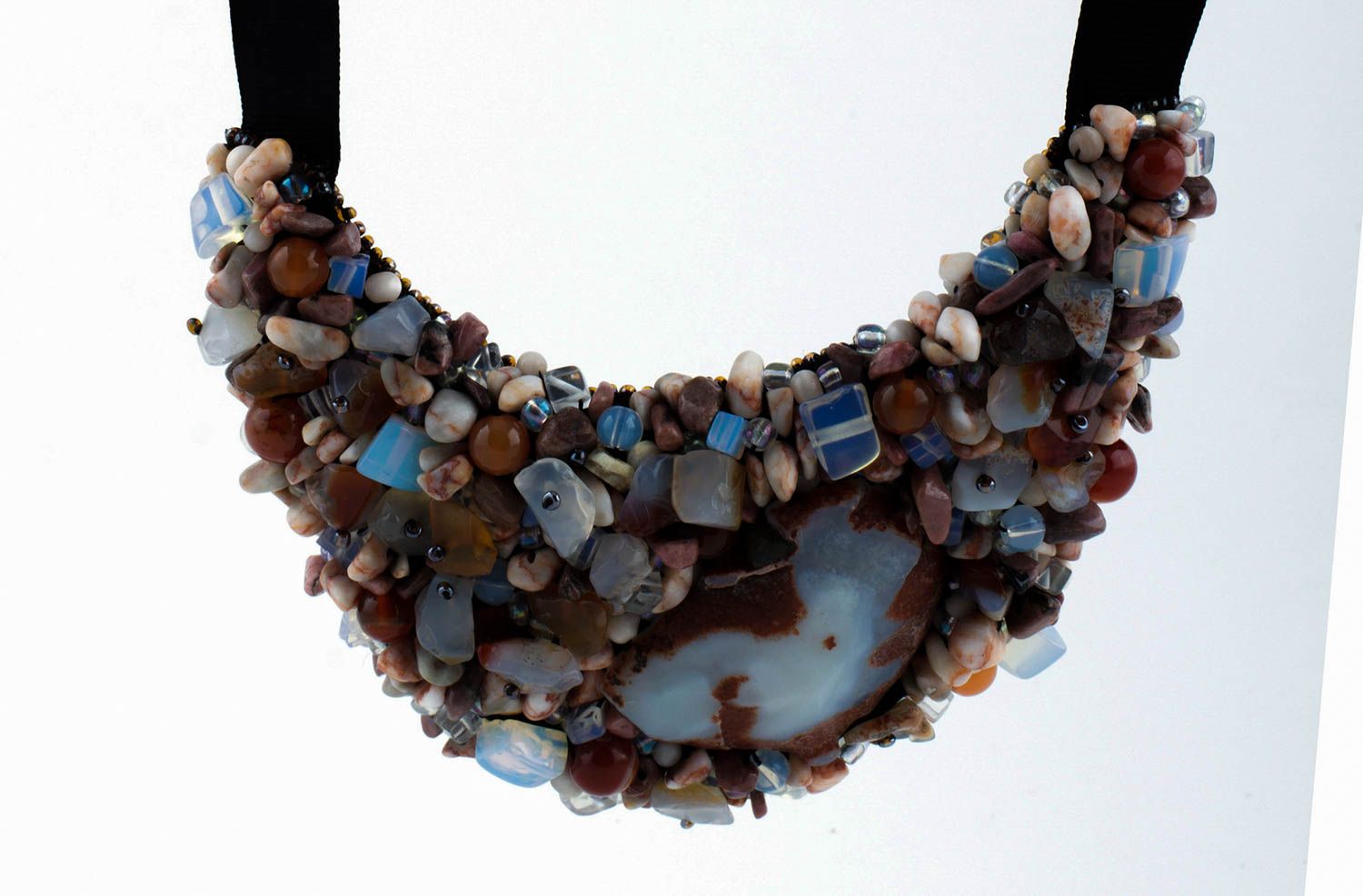 Gros collier Accessoire fait main en pierres naturelles Cadeau pour femme photo 2