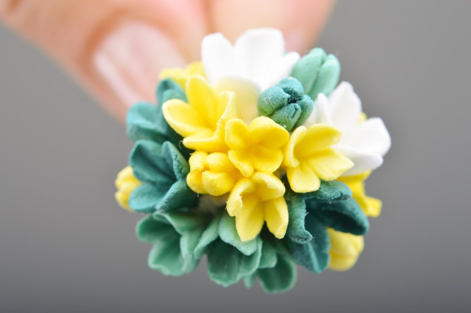 Boucles d'oreilles en pâte polymère femme faites main bouquet de fleurs  photo 1