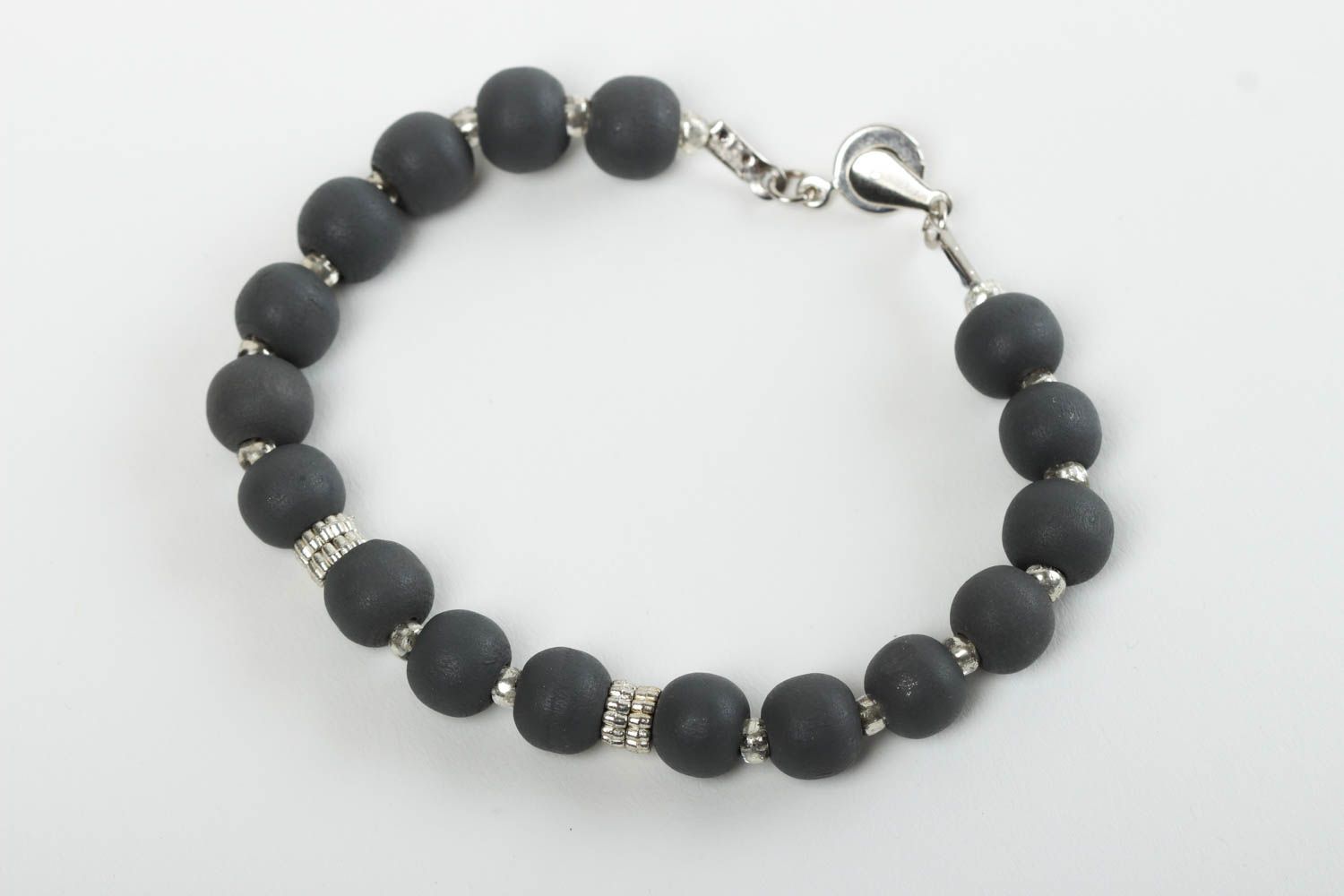 Handmade black wooden beads adjustable bracelet for girls photo 1