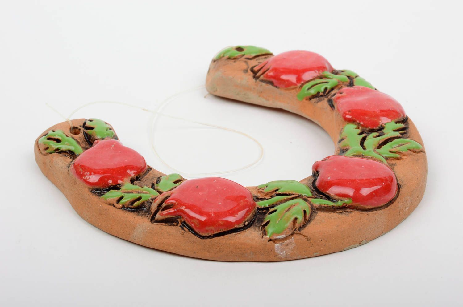 Small colorful handmade ceramic horseshoe decorative wall hanging gift ideas photo 3