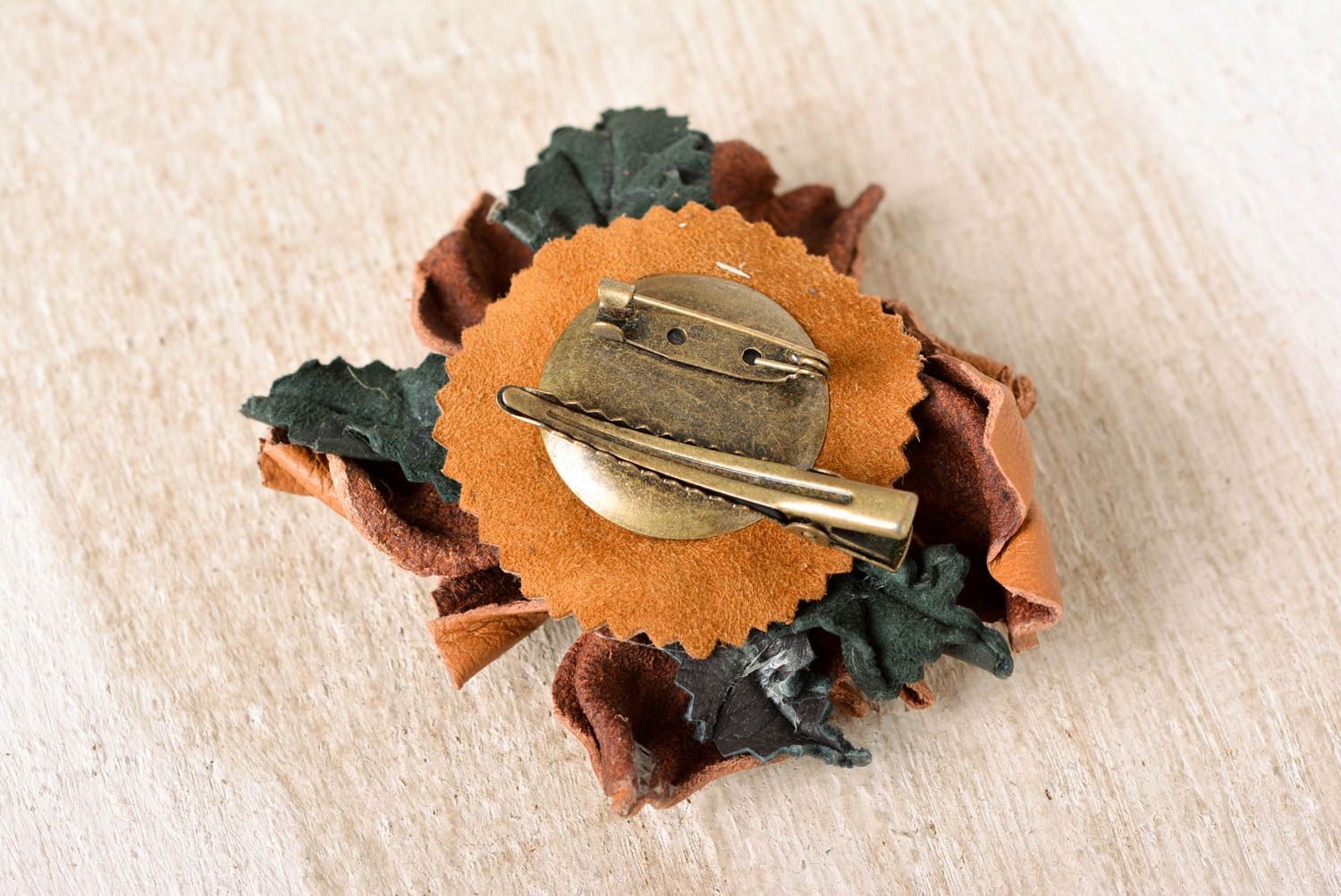 Handmade flower brooch leather hair accessories flower hair clip leather goods photo 4