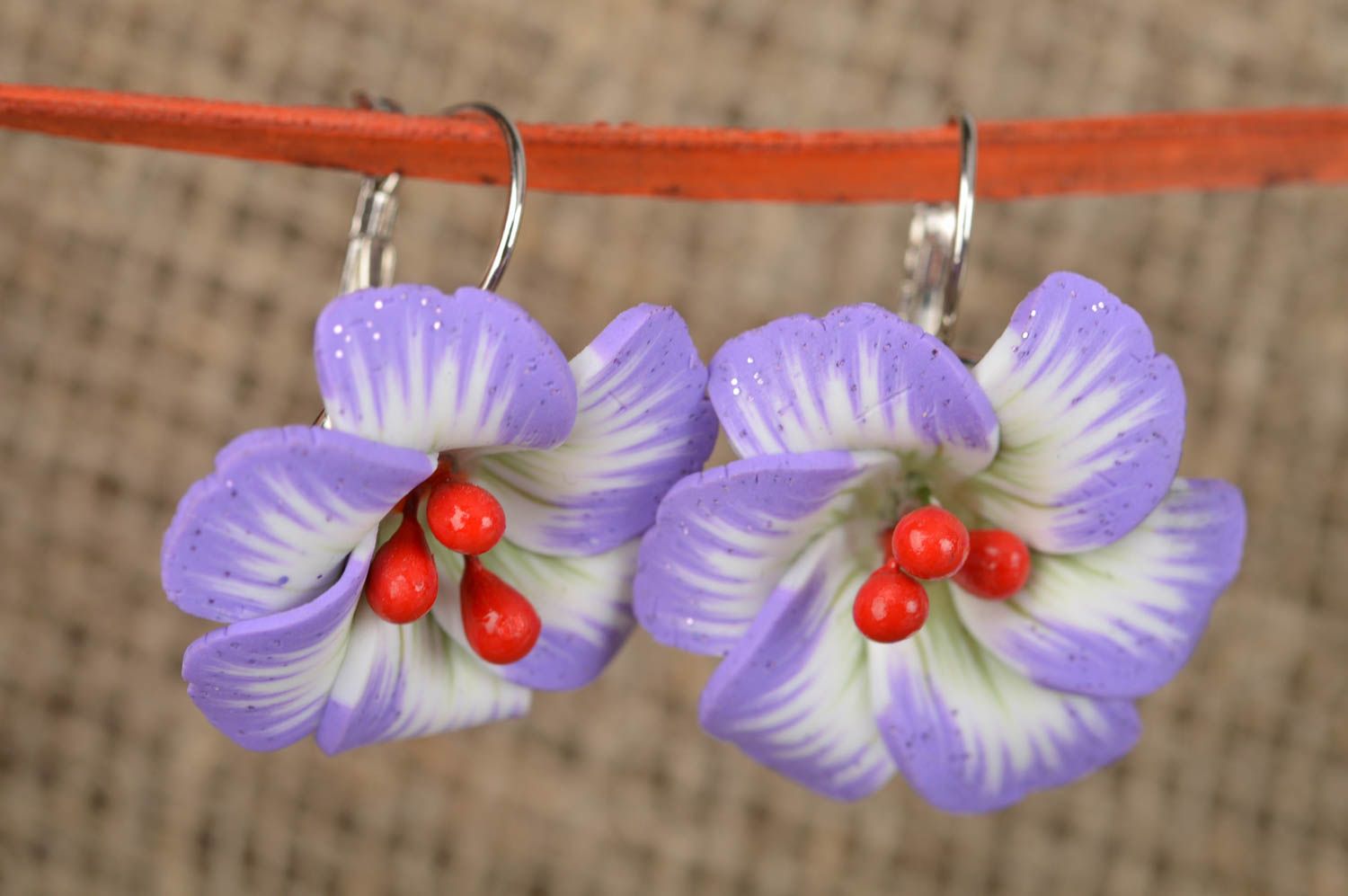 Polymer clay flower earrings handmade designer summer accessory photo 1