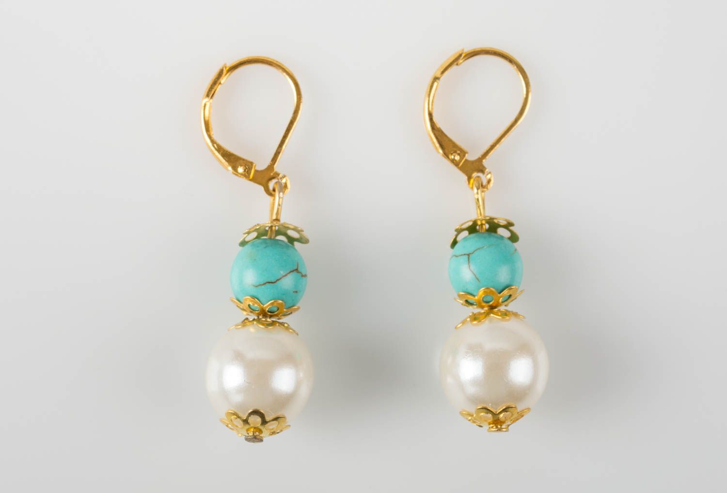 Handmade Ohrringe Gehänge Perlen Ohrhänger Modeschmuck Damen Geschenk für Frauen foto 2