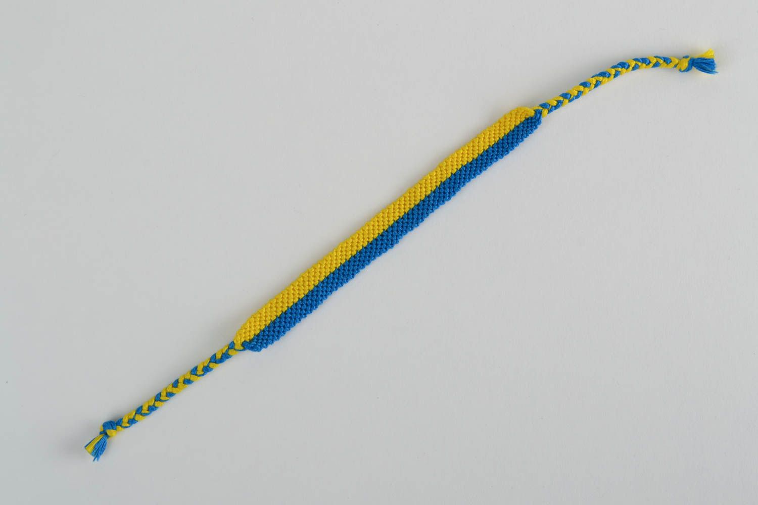 Blau gelbes geflochtenes Freundschaftsarmband aus Textil Mulinee handmade  foto 5