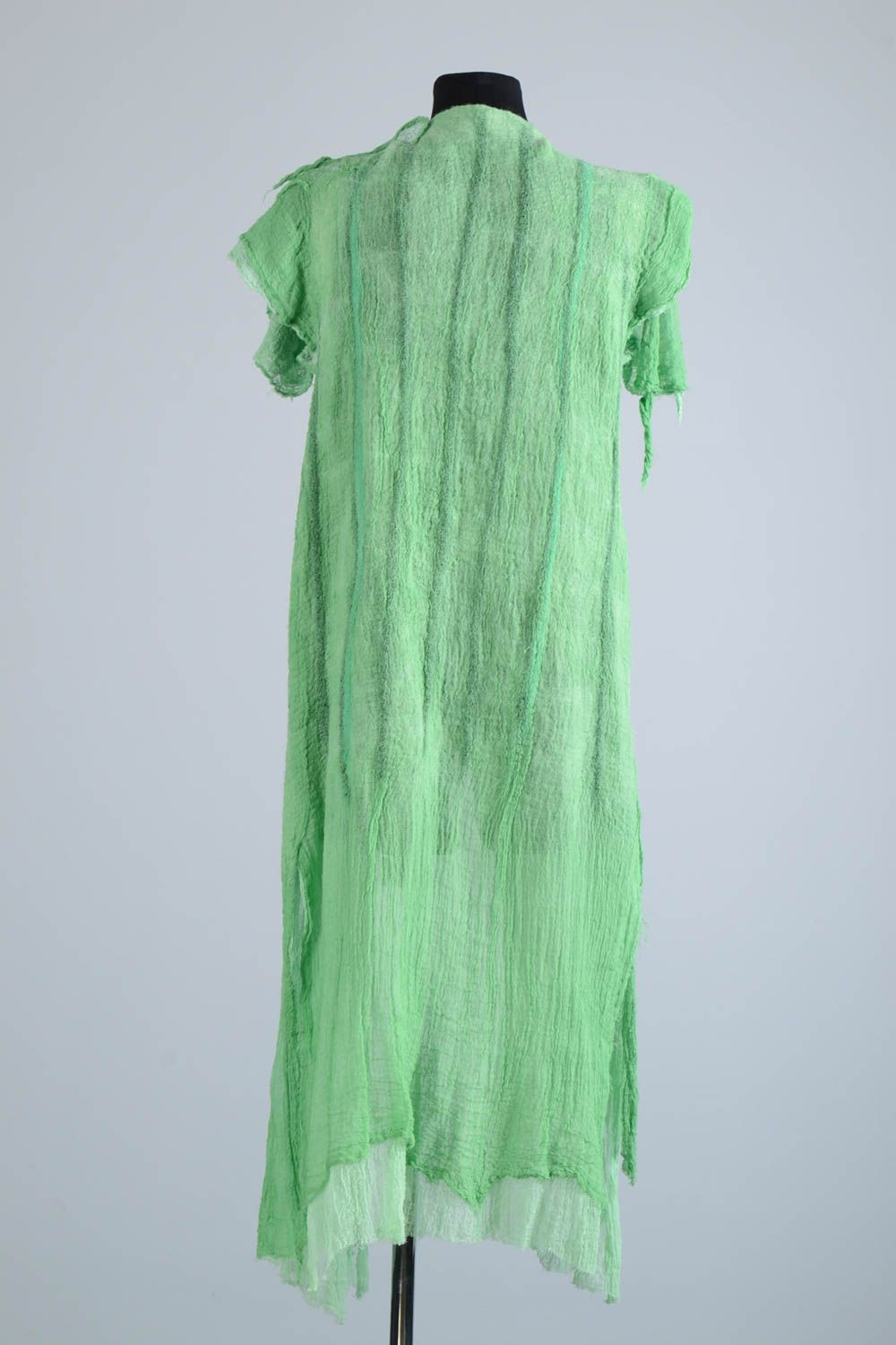 Handmade Designer Poncho Damen Umhang gefilzte Kleidung für Sommer grün foto 4