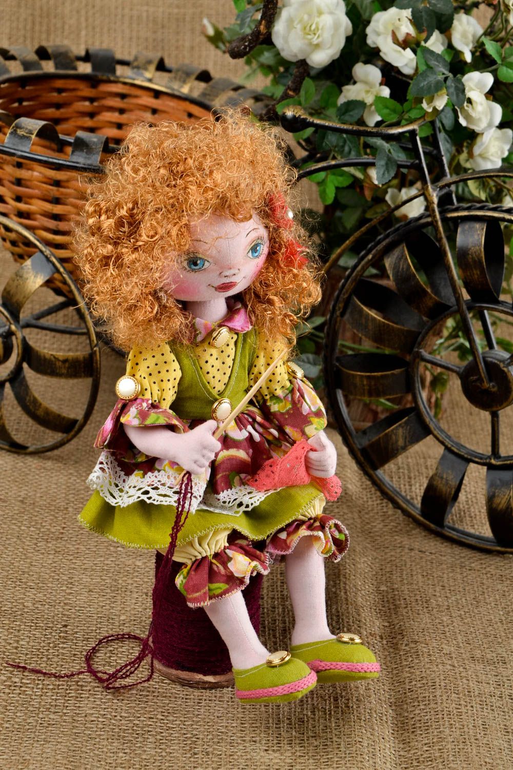 Handmade interior collection doll beautiful present for kids unusual doll photo 1