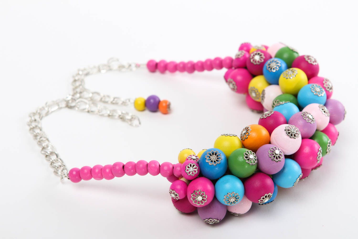 Collier multicolore Bijou fait main en perles de bois original Cadeau femme photo 2