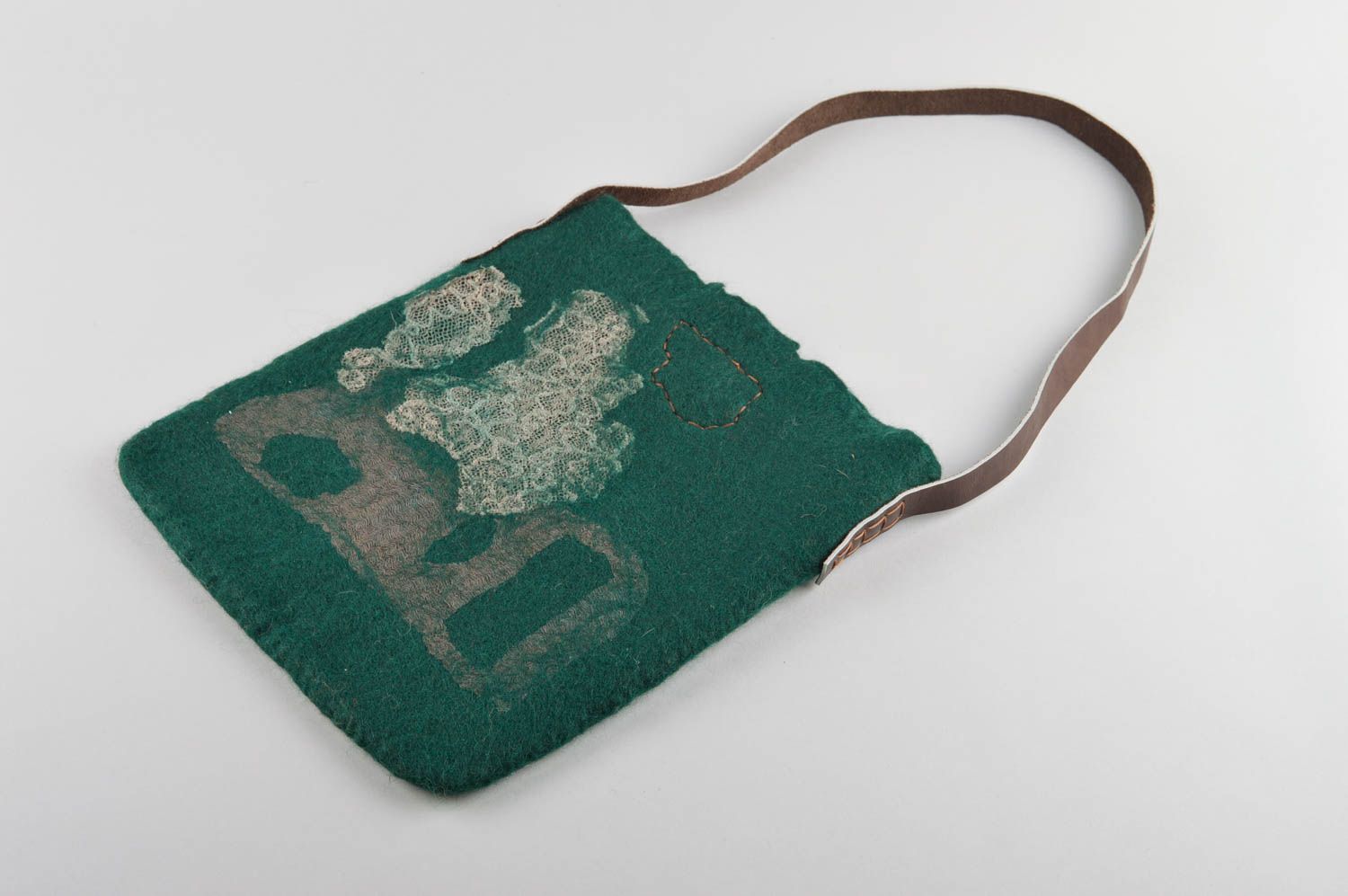 Сумка женская зеленая сумка ручной работы сумка валяние квадратная красивая фото 4