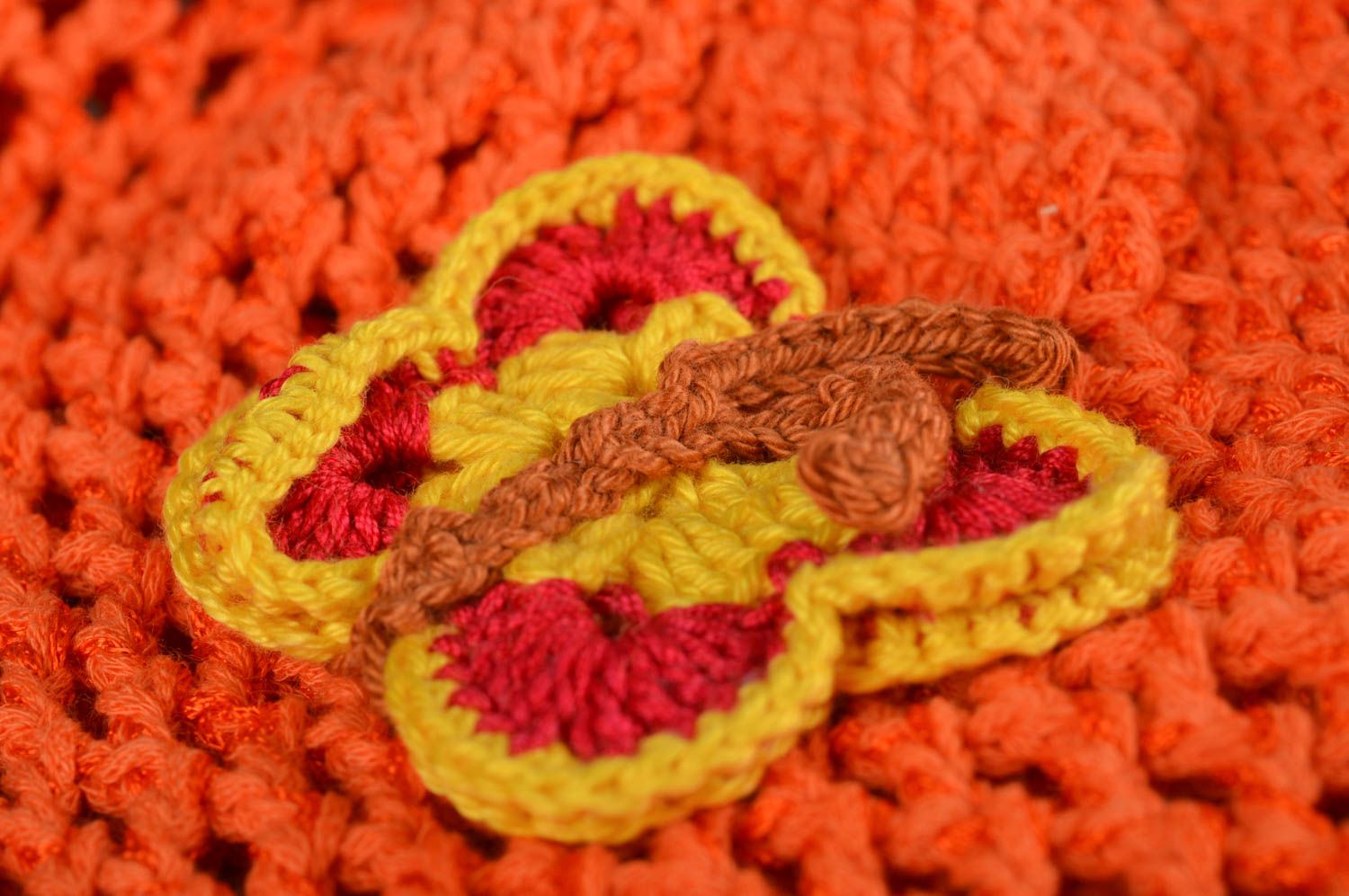 Mädchen Mütze handmade Häkel Accessoire handgemachte Mütze orange stilvoll foto 4