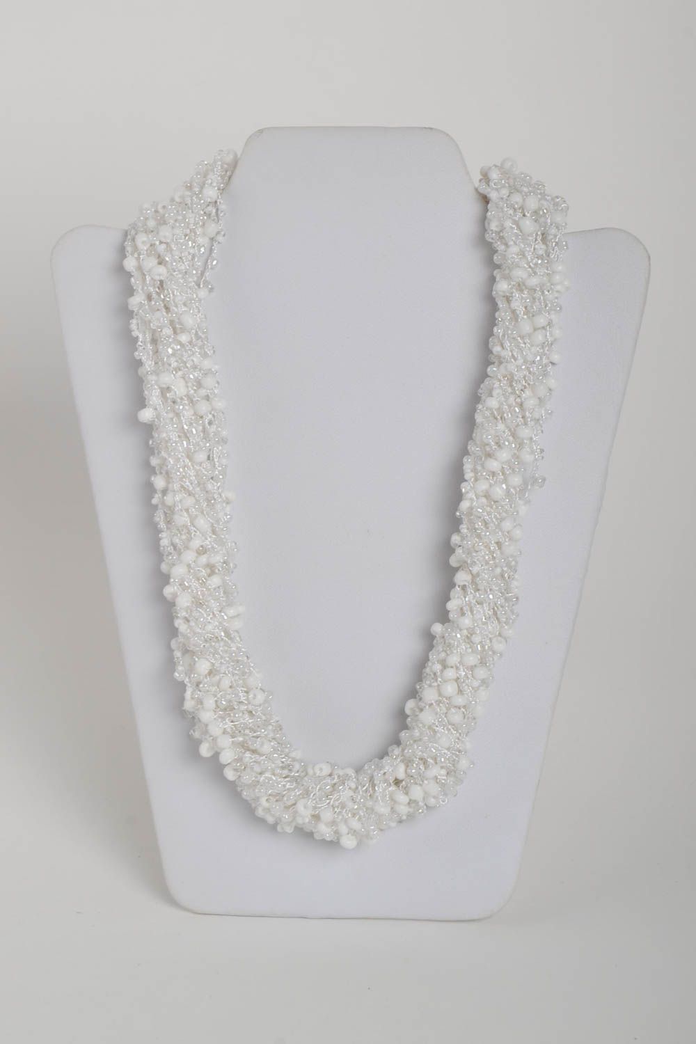 Handmade beautiful necklace white designer necklace unusual accessory photo 3