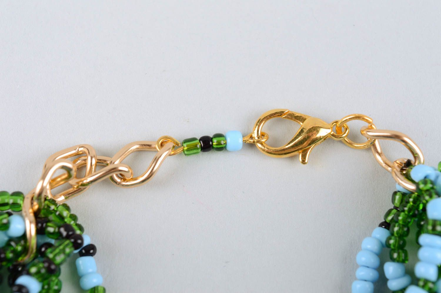 Multi-layers dark green, blue and black beads adjustable bracelet for girls photo 5