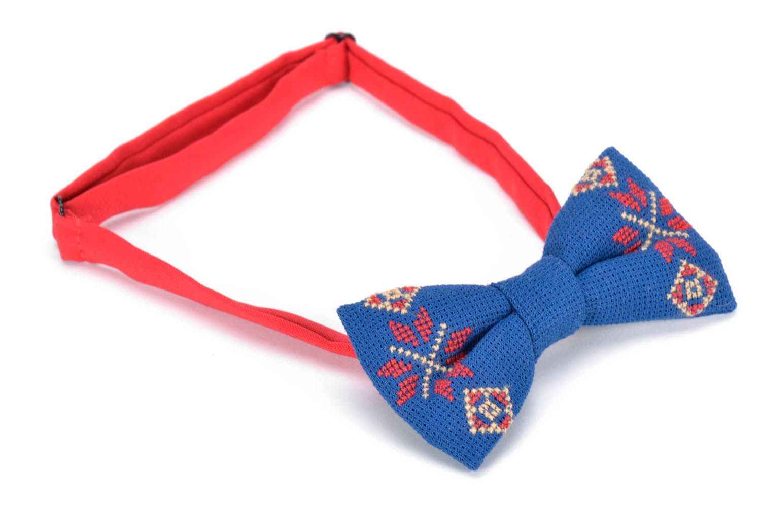 Bow tie made of blue gabardine photo 2