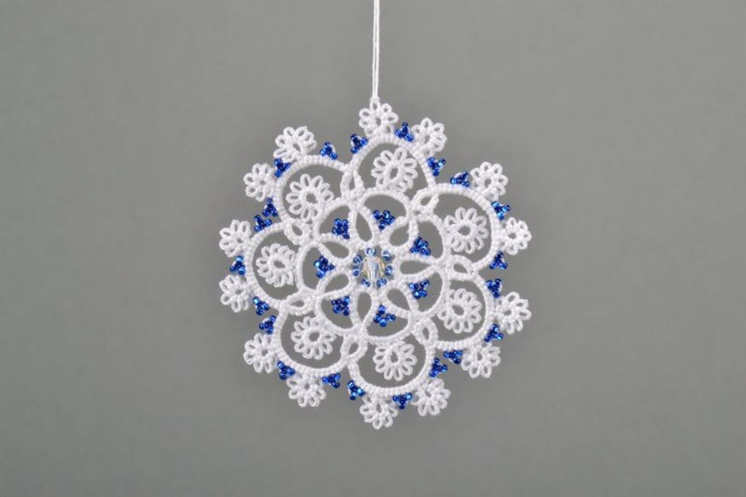 Christmas tree lace decoration Snowflake with crystals photo 3