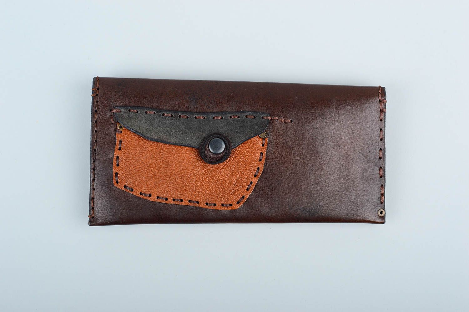 Handmade wallet unusual leather accessory wallet made of leather design wallet photo 3