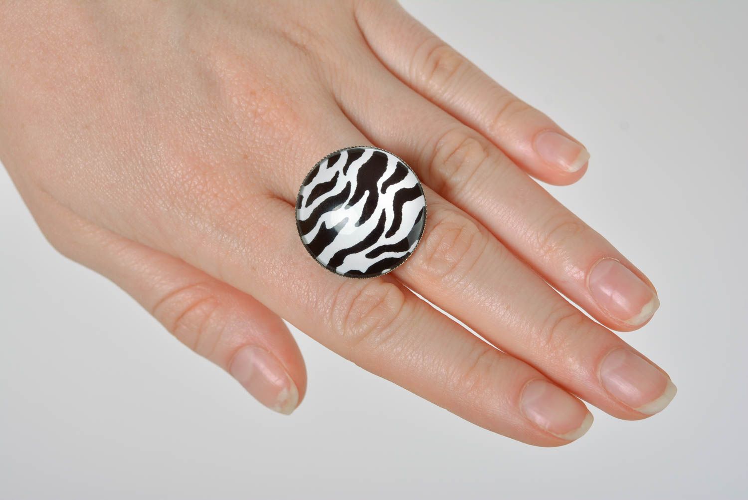 Кольцо ручной работы модная бижутерия круглое кольцо с животным принтом фото 3