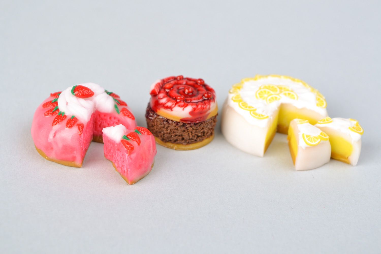 Handmade accessories for dolls miniature polymer clay food cakes  photo 5