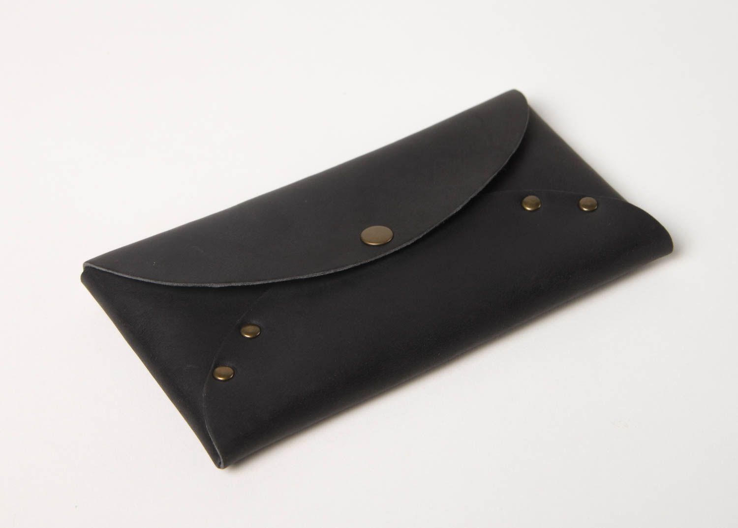 Кошелек ручной работы кожаный аксессуар черный кожаный кошелек-конверт фото 2