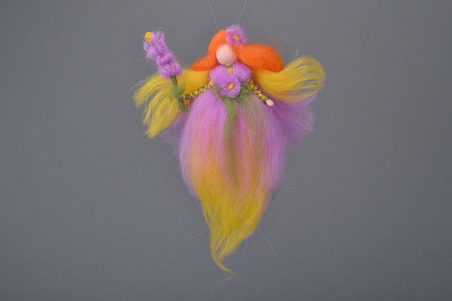 Bambola fata in lana fatta a mano pupazzo tessile originale bellissimo foto 3