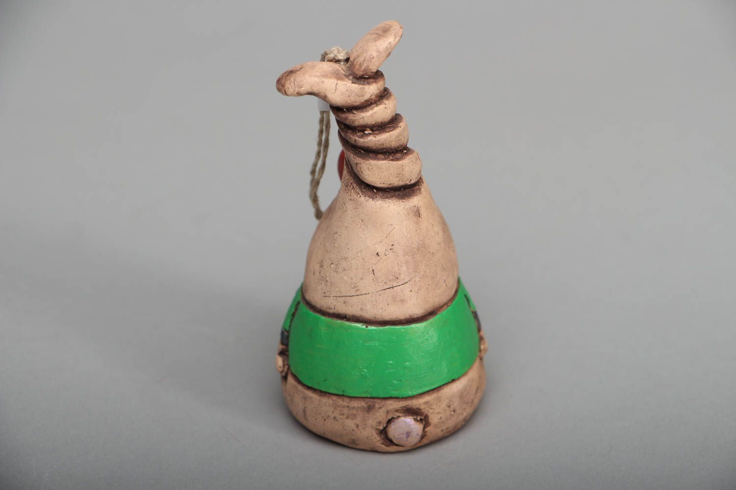 Handmade ceramic bell with painting Rabbit photo 3