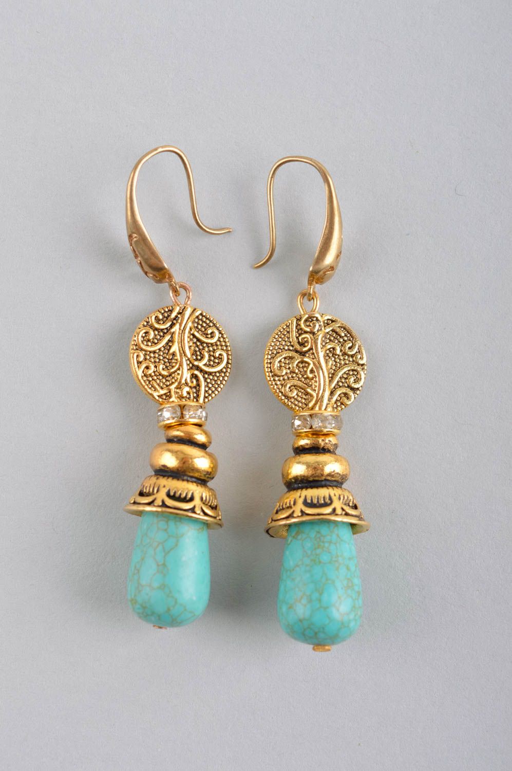 Ohrringe aus Metall handmade Naturstein Schmuck in Blau Juwelier Modeschmuck foto 4