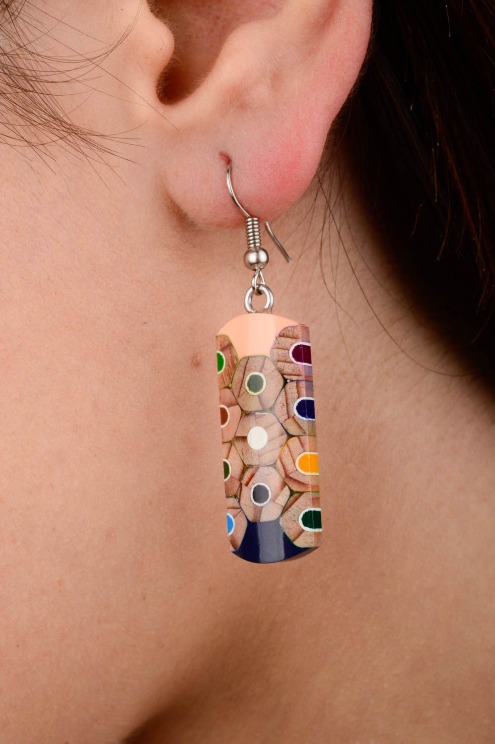Wooden earrings handmade modern earrings with charms fashion jewelry for women photo 2